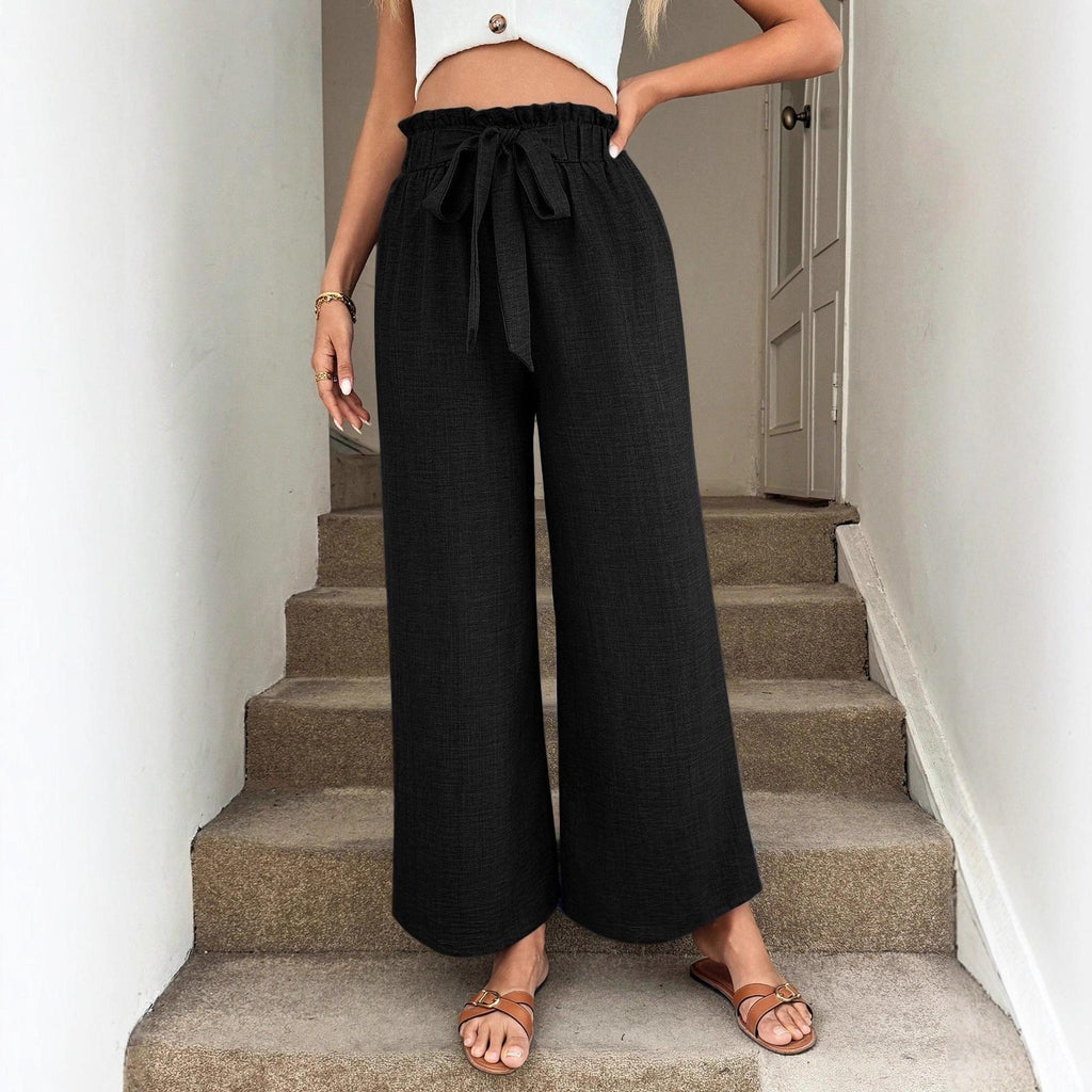 Horizon Essentials | Bow-Tie Waistband Elegant Flowy Pants