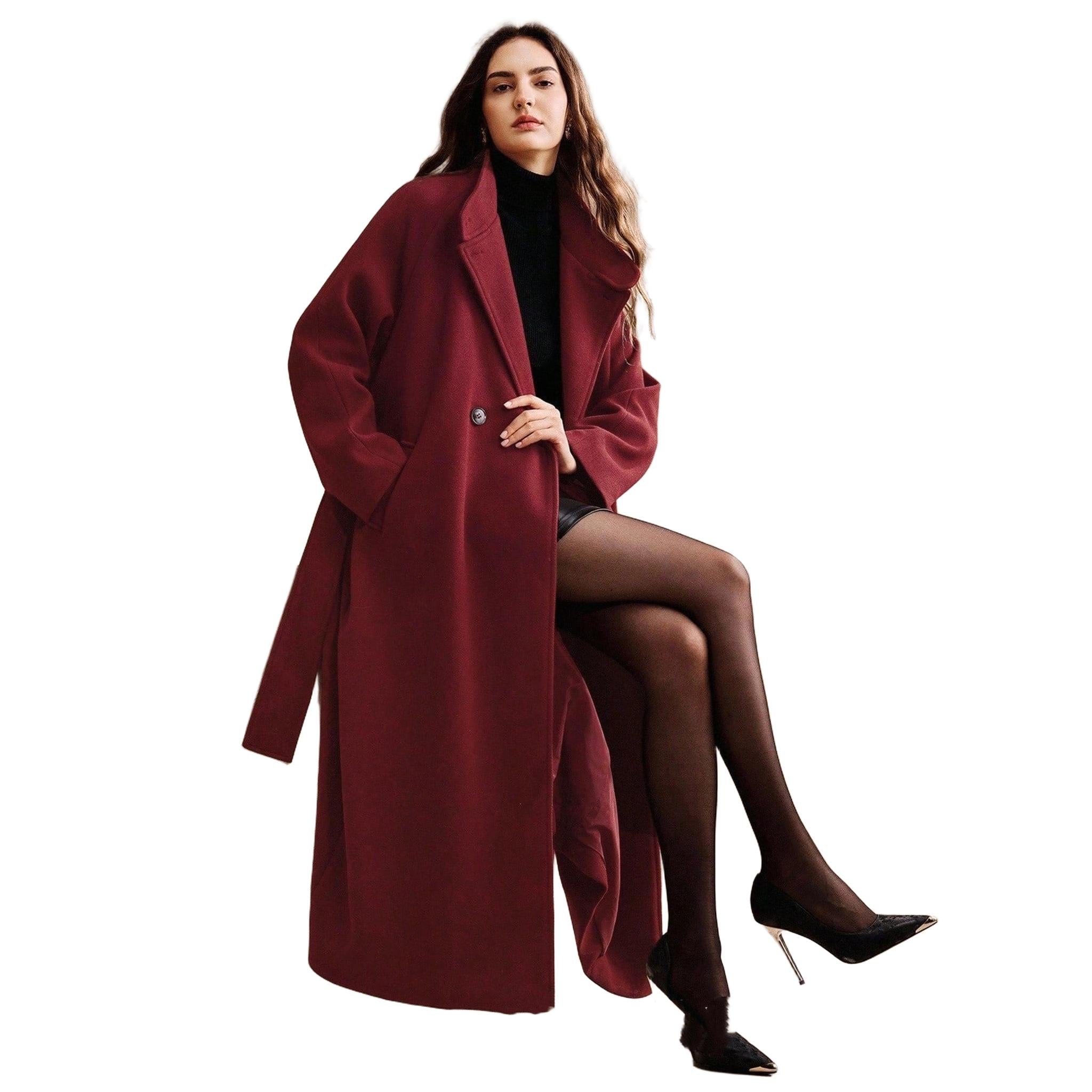 Horizon Essentials | Burgundy Premium Double-Breasted Coat