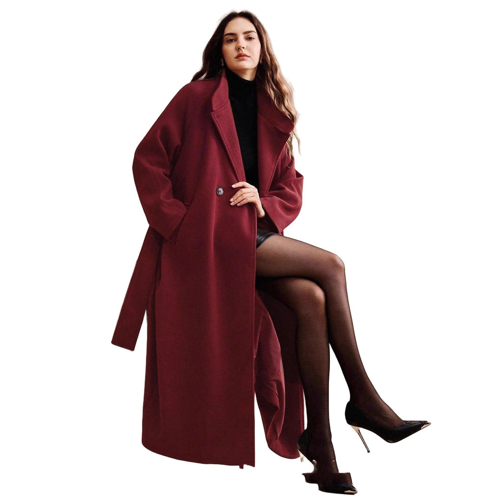 Horizon Essentials | Burgundy Premium Double-Breasted Coat