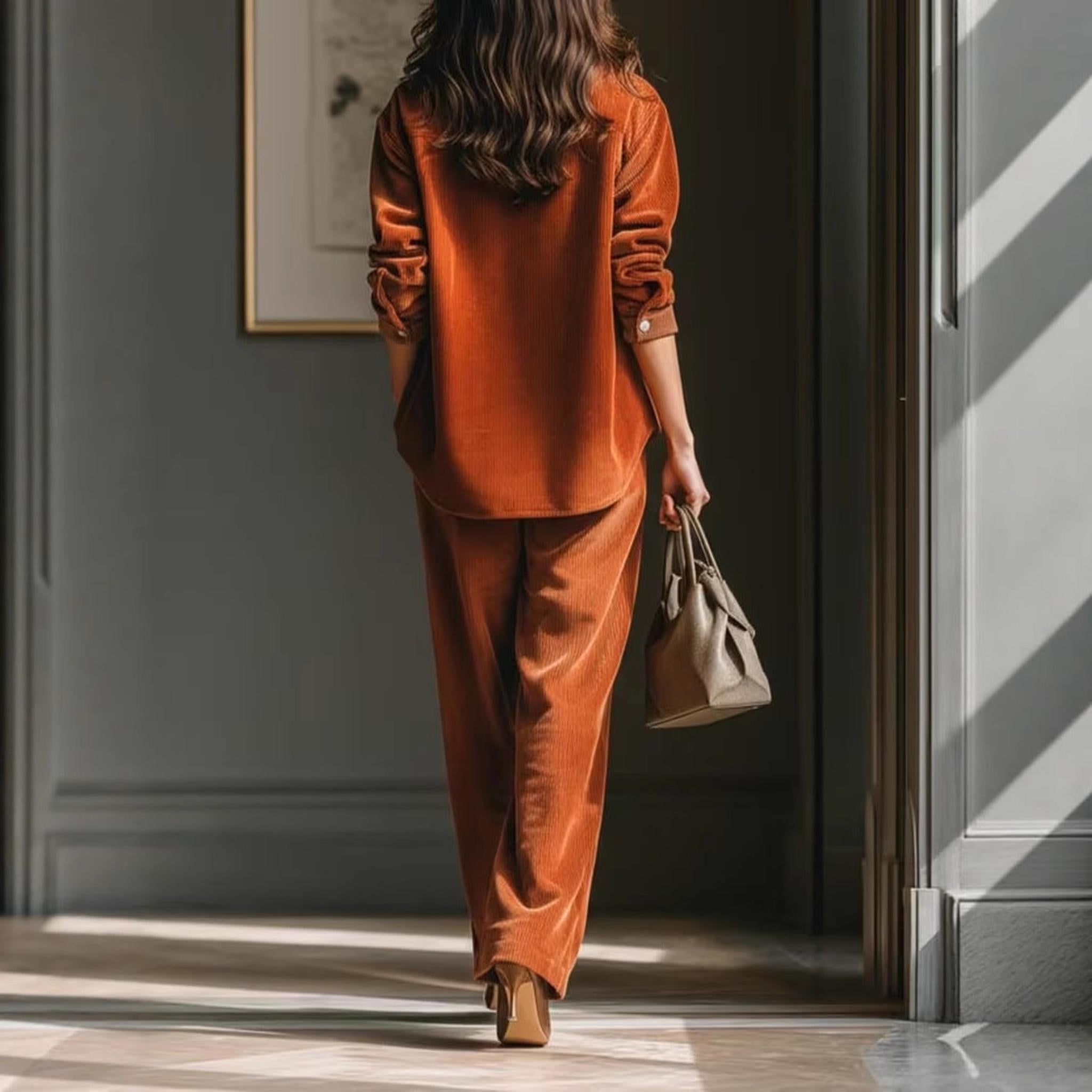 Horizon Essentials | Caramel Corduroy Shirt Pants Set