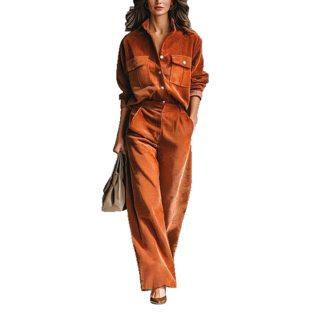Horizon Essentials | Caramel Corduroy Shirt Pants Set