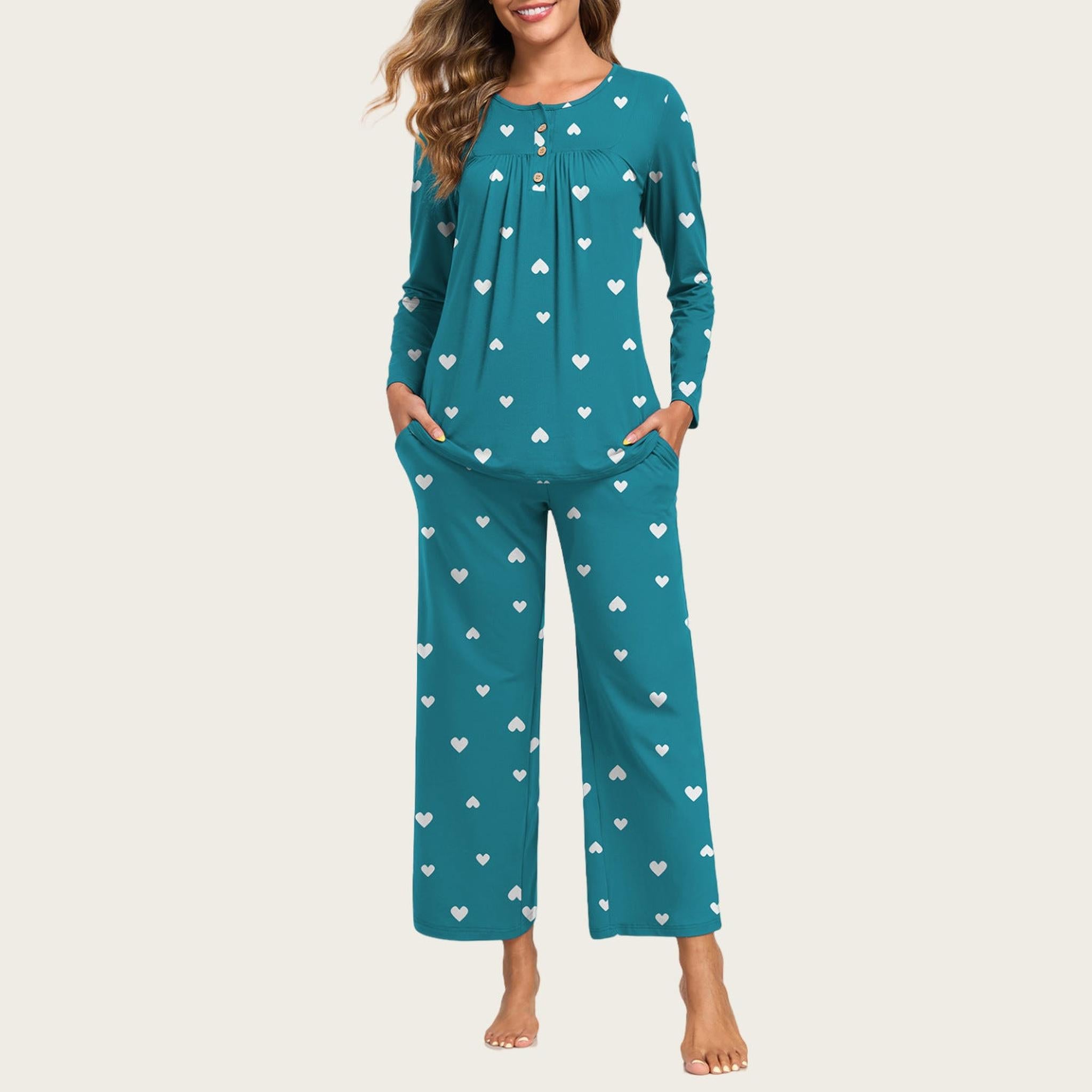 Horizon Essentials | Casual Christmas Pajama Set Pockets