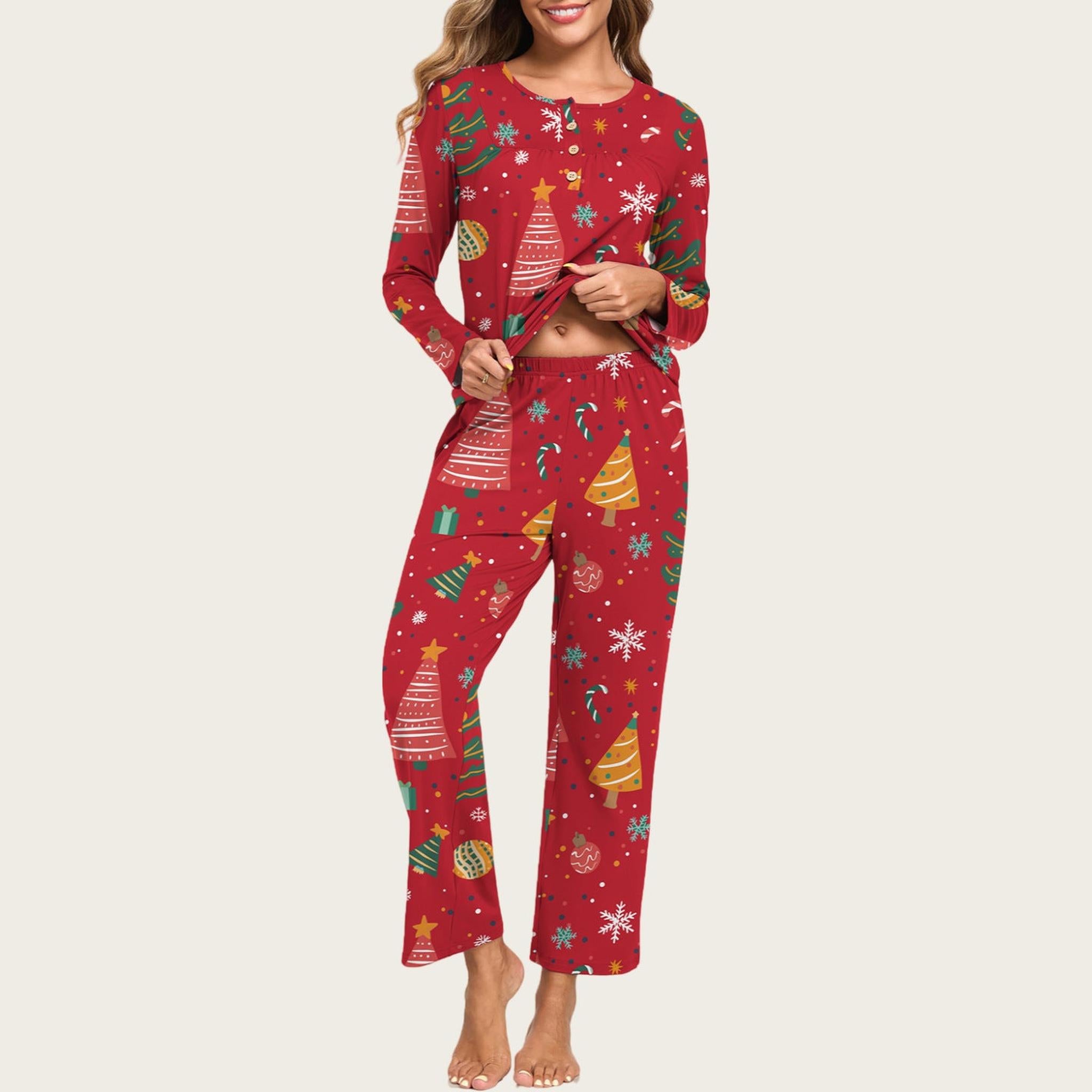 Horizon Essentials | Casual Christmas Pajama Set Pockets