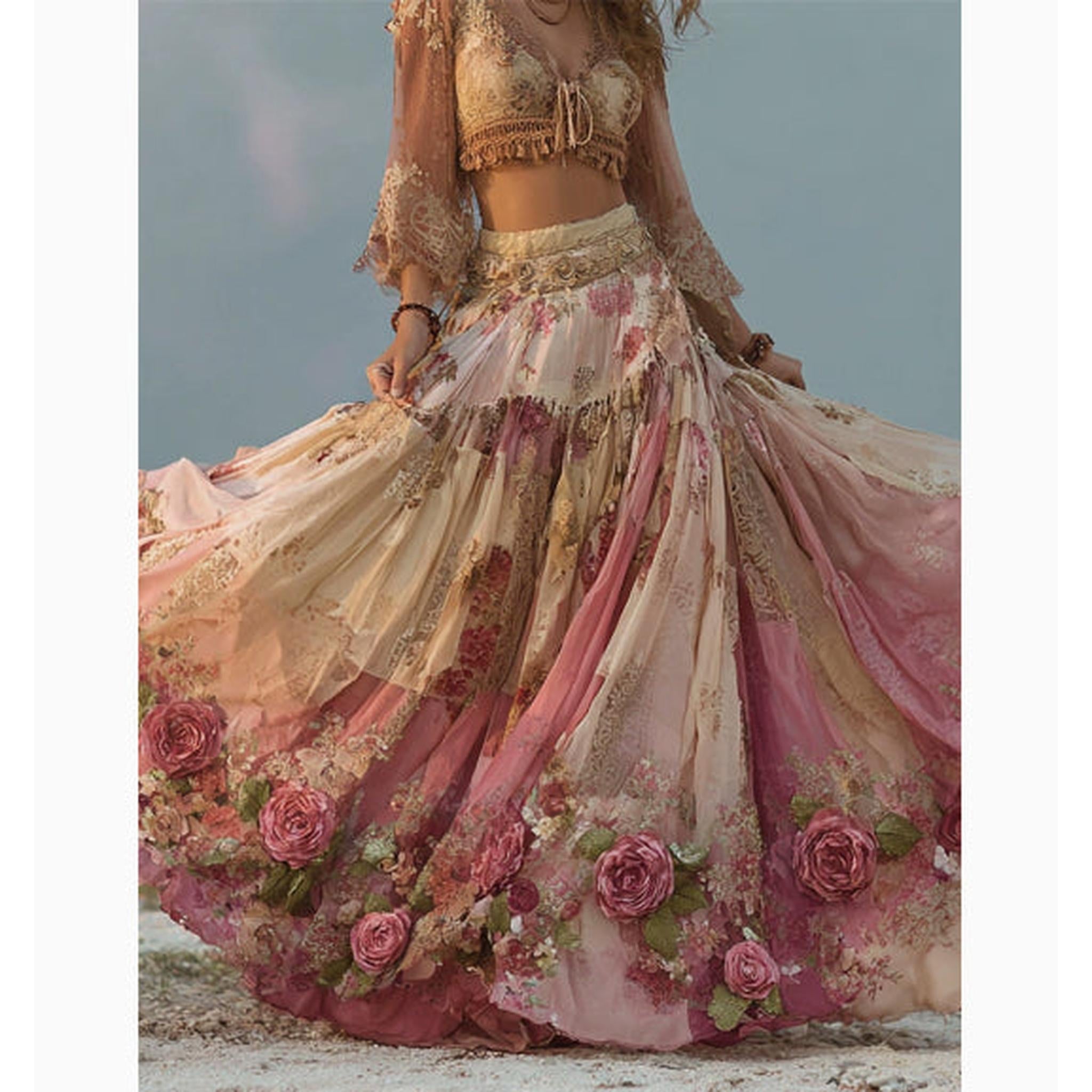 Horizon Essentials | Casual Loose 3D Print Skirt