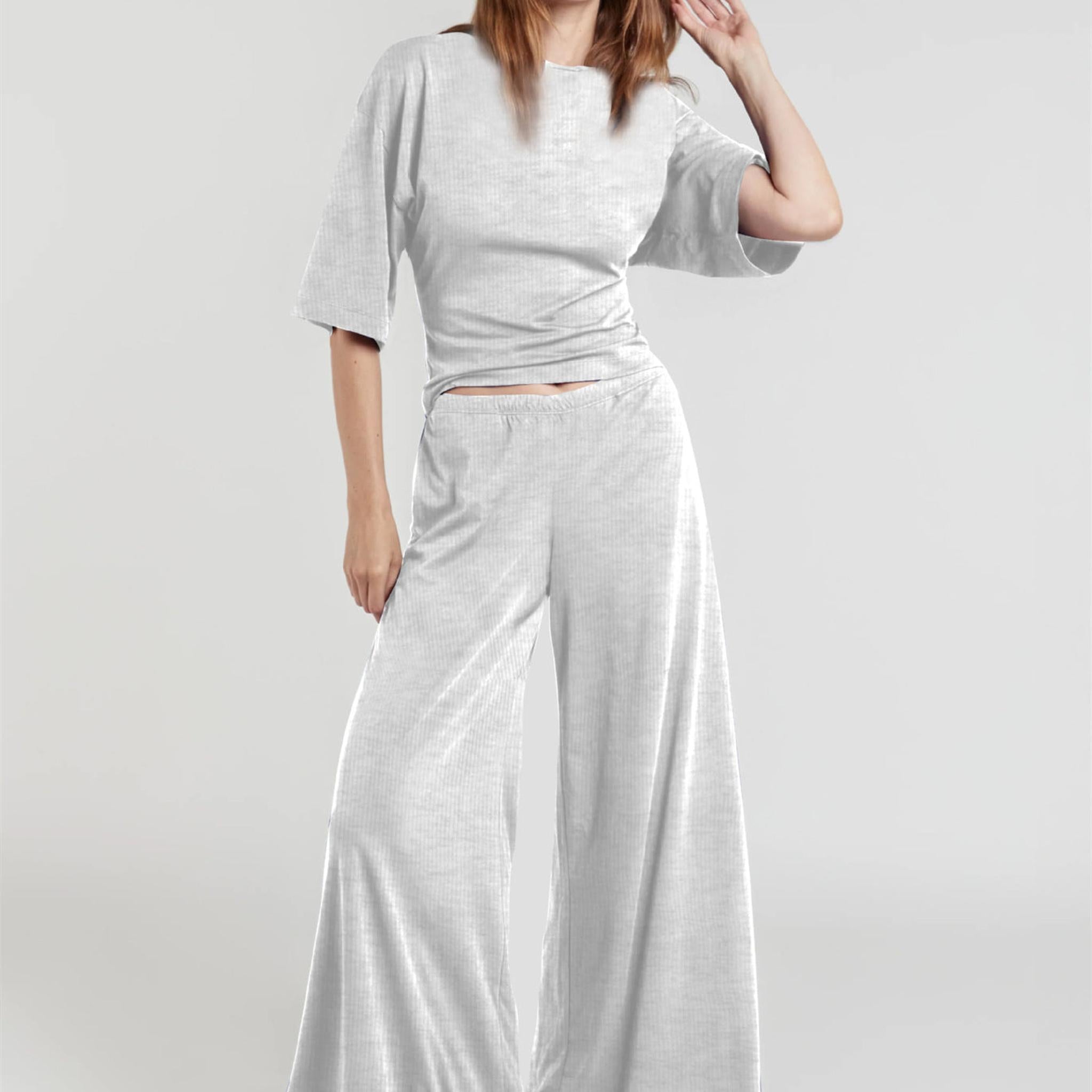 Horizon Essentials | Casual Slim-Fit Wide-Leg Pants Set