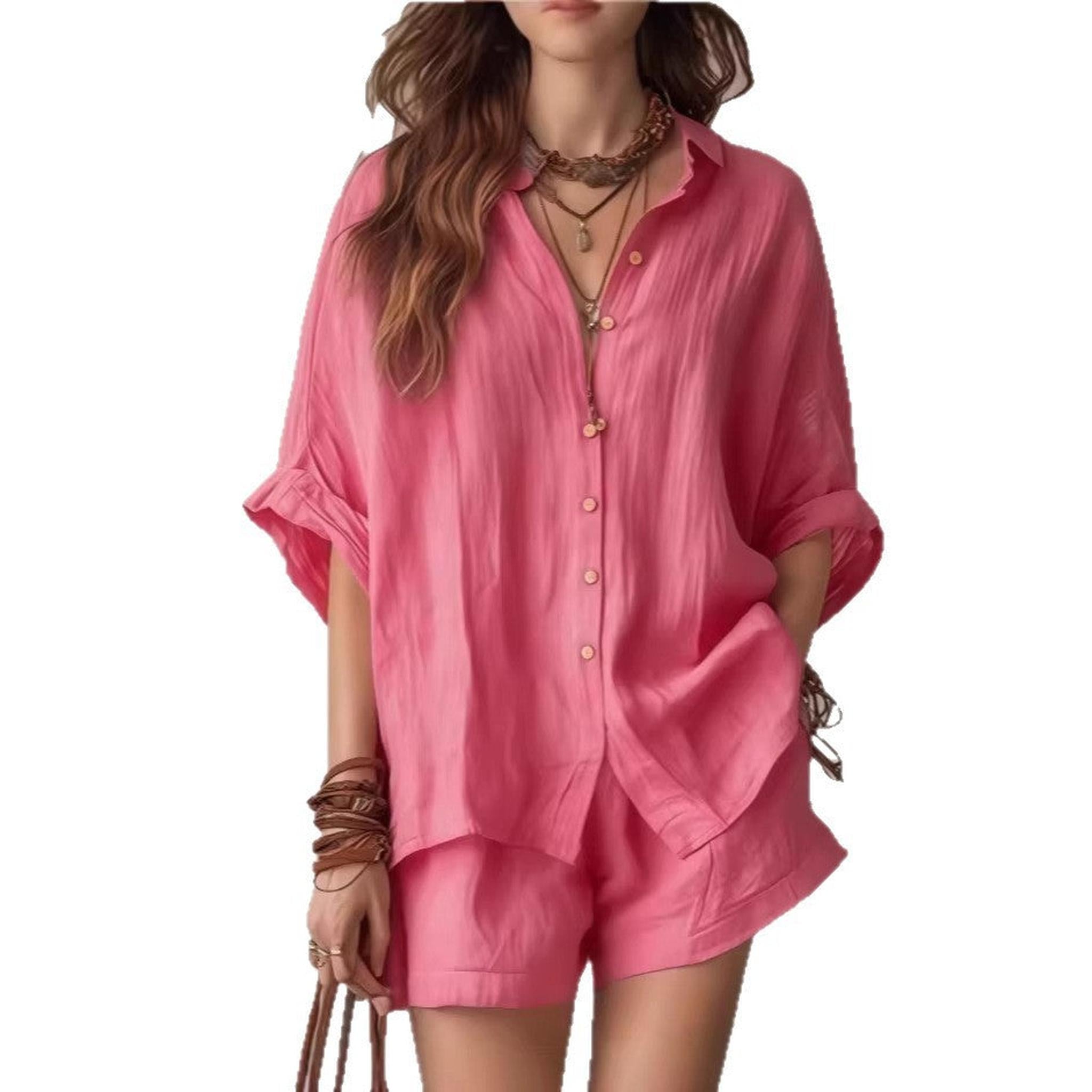 Horizon Essentials | Casual Two-Piece Shirt Shorts Set