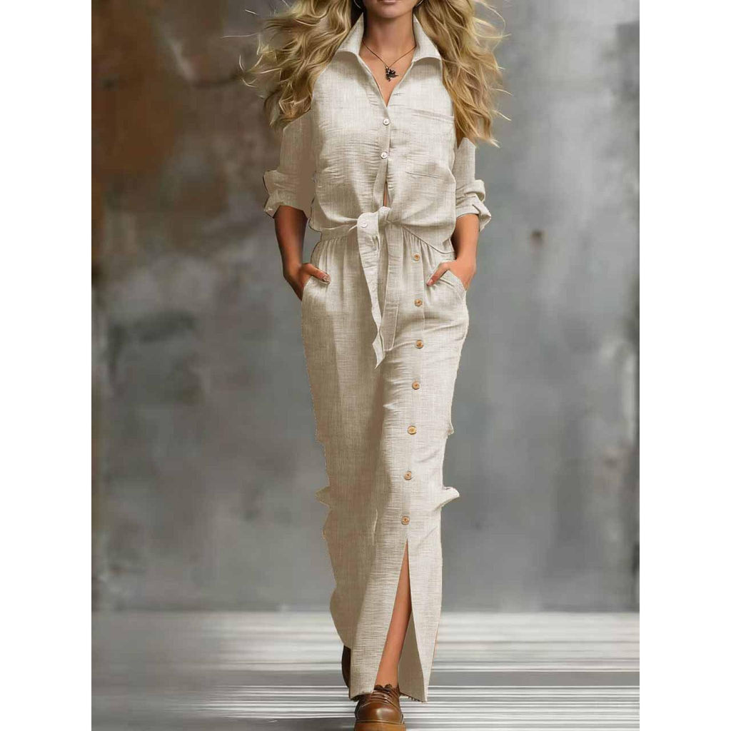 Horizon Essentials | Cotton-Linen Button-Front Split Panel Set