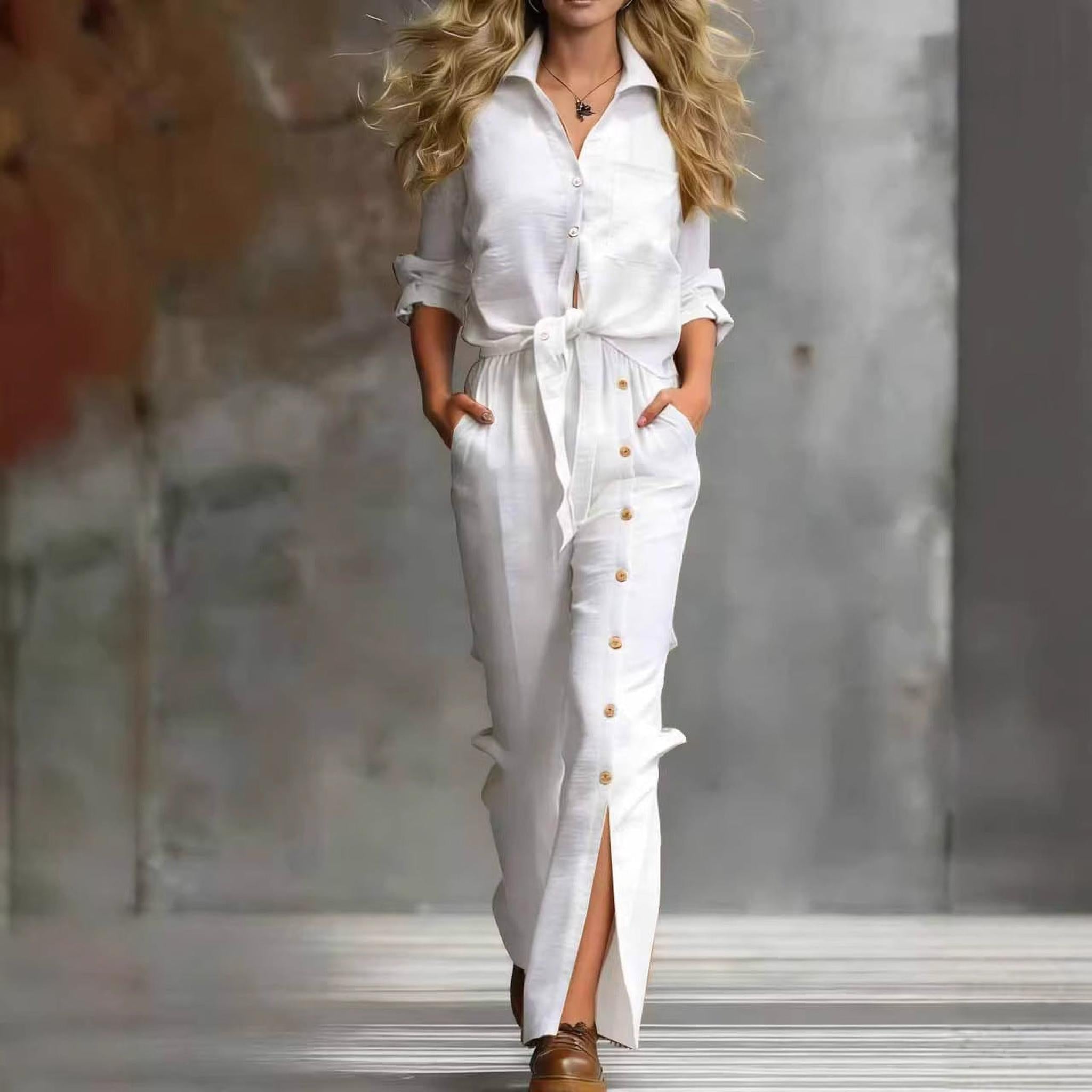 Horizon Essentials | Cotton-Linen Button-Front Split Panel Set