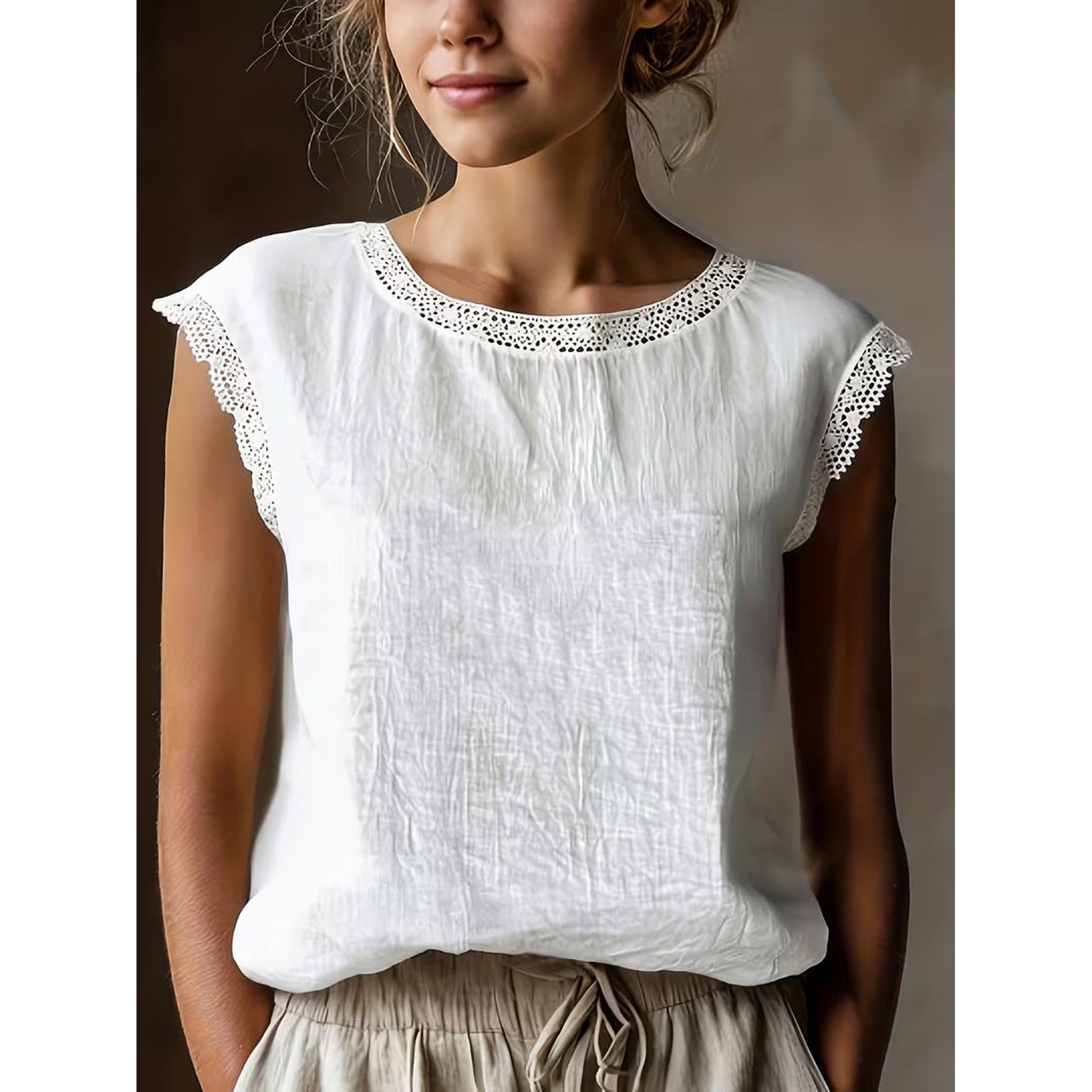 Horizon Essentials | Cotton Linen Lace Camisole Women