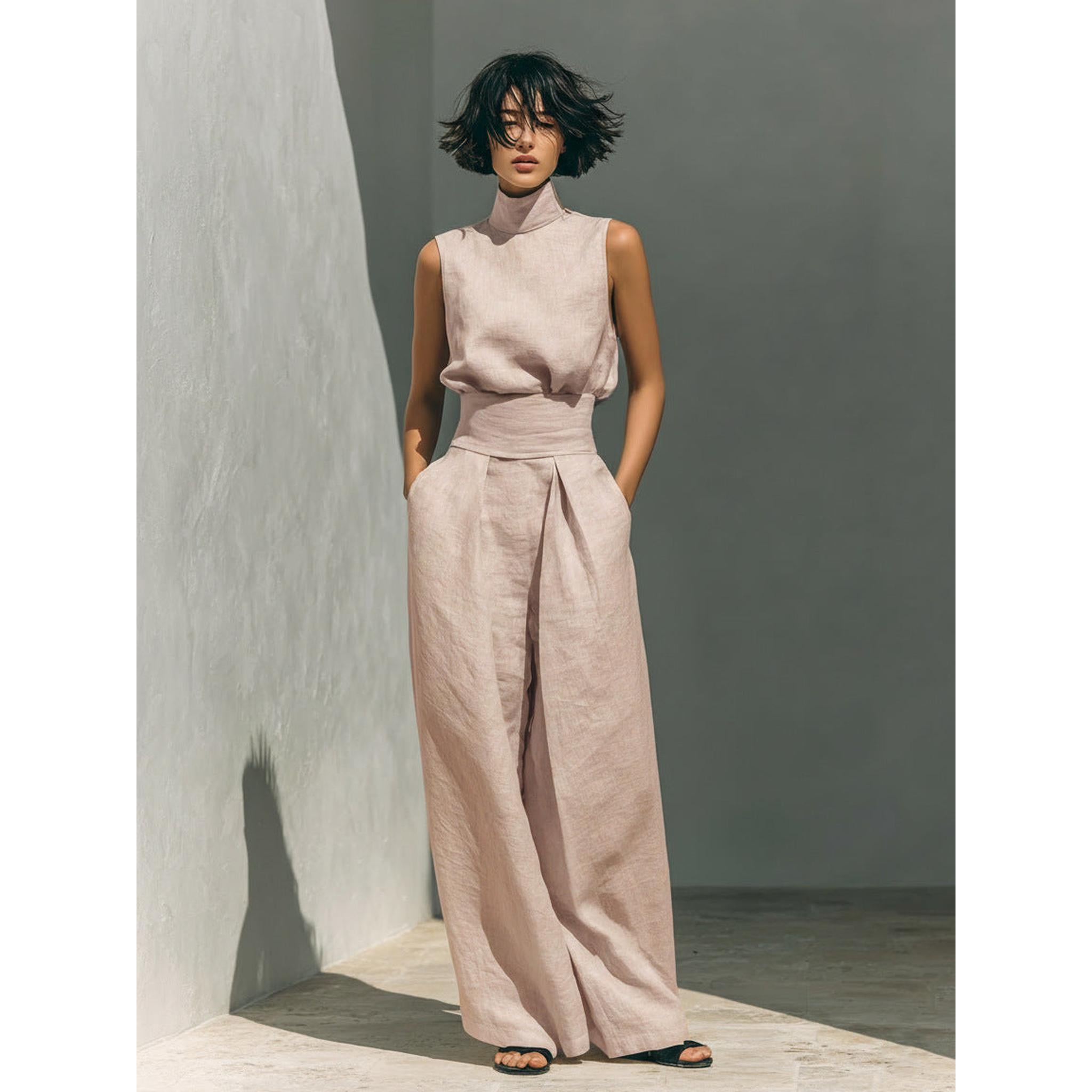 Horizon Essentials | Cotton-Linen Sleeveless Top Set