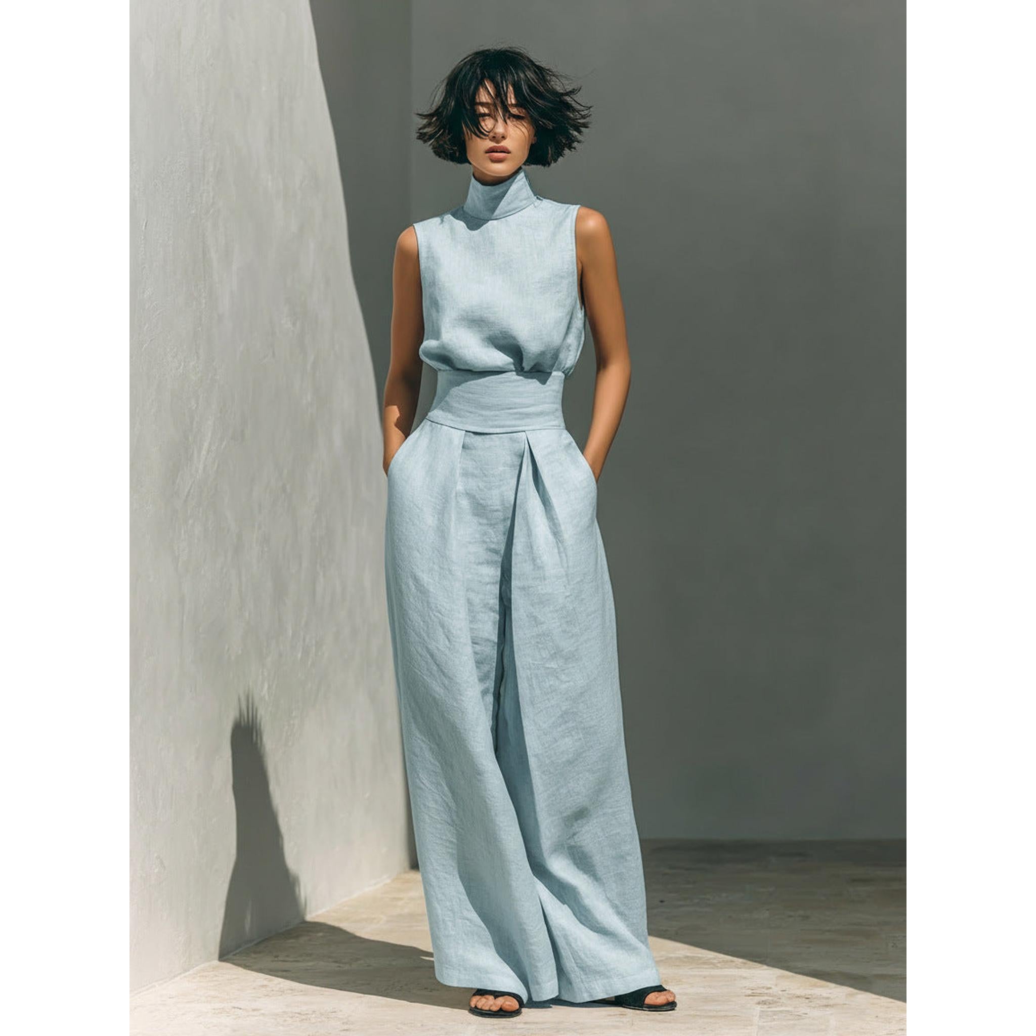 Horizon Essentials | Cotton-Linen Sleeveless Top Set