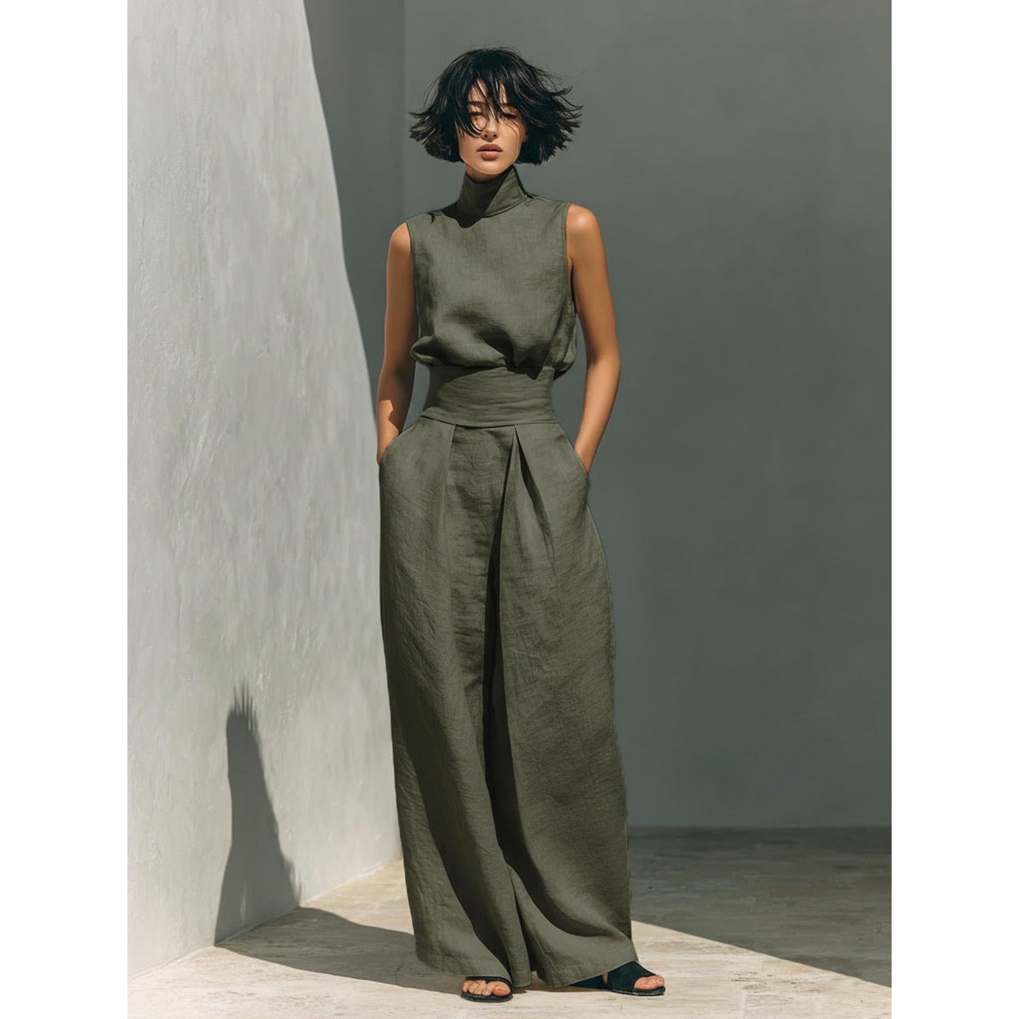 Horizon Essentials | Cotton-Linen Sleeveless Top Set