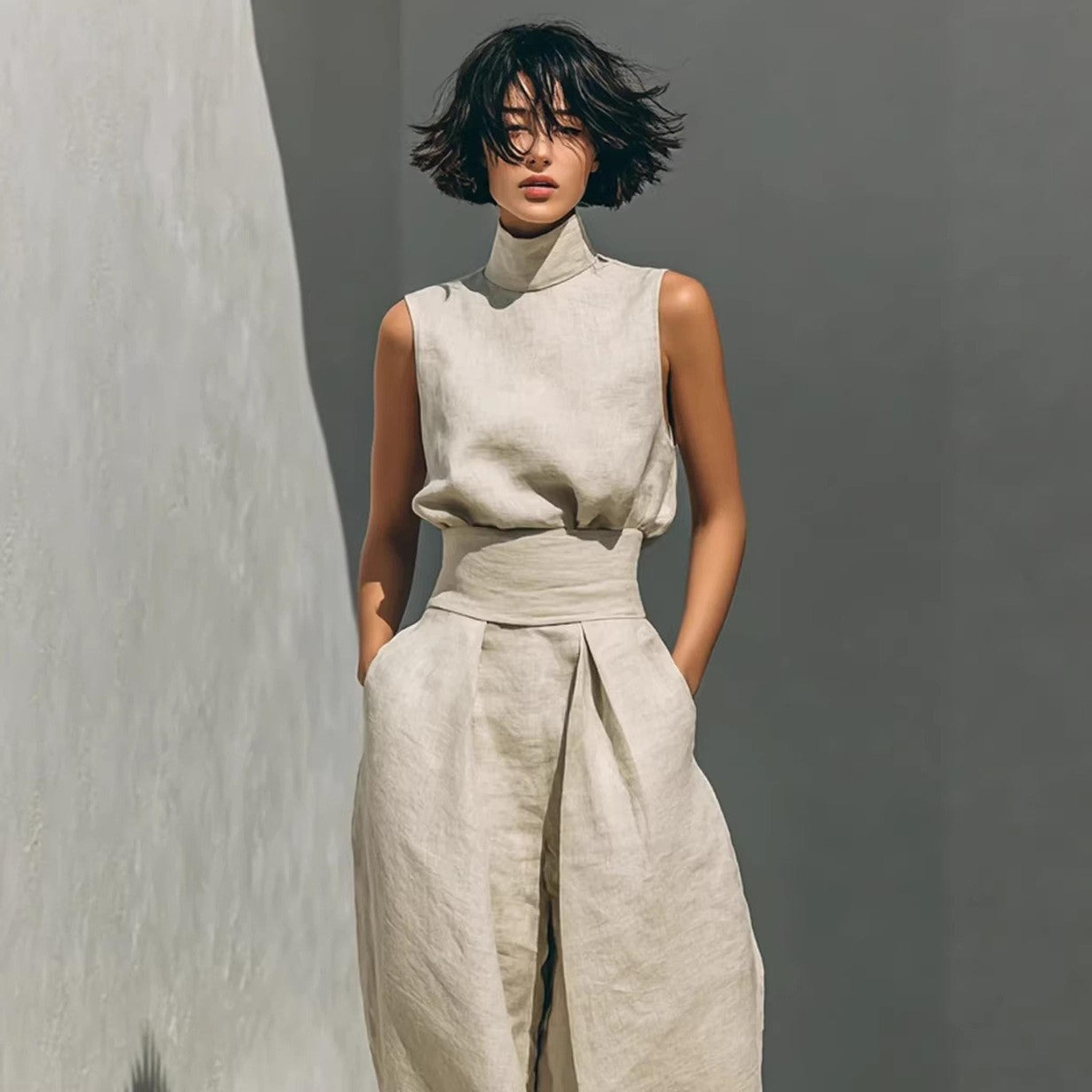 Horizon Essentials | Cotton-Linen Sleeveless Top Set