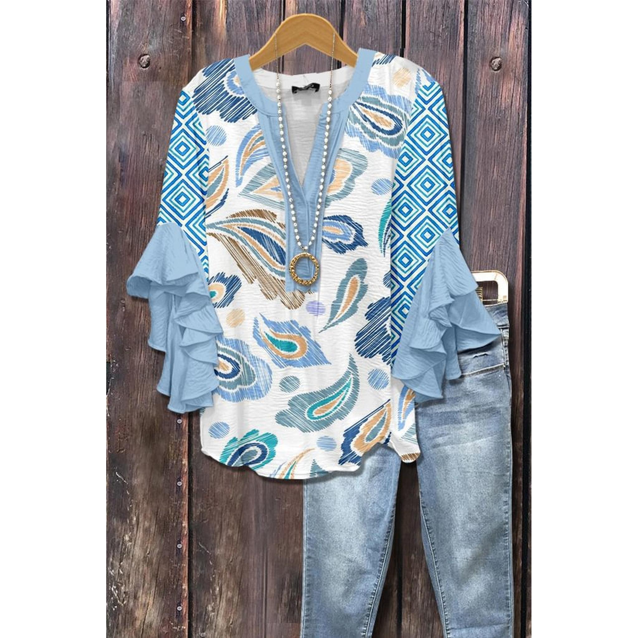 Horizon Essentials | Creative Floral Print Casual Blouse