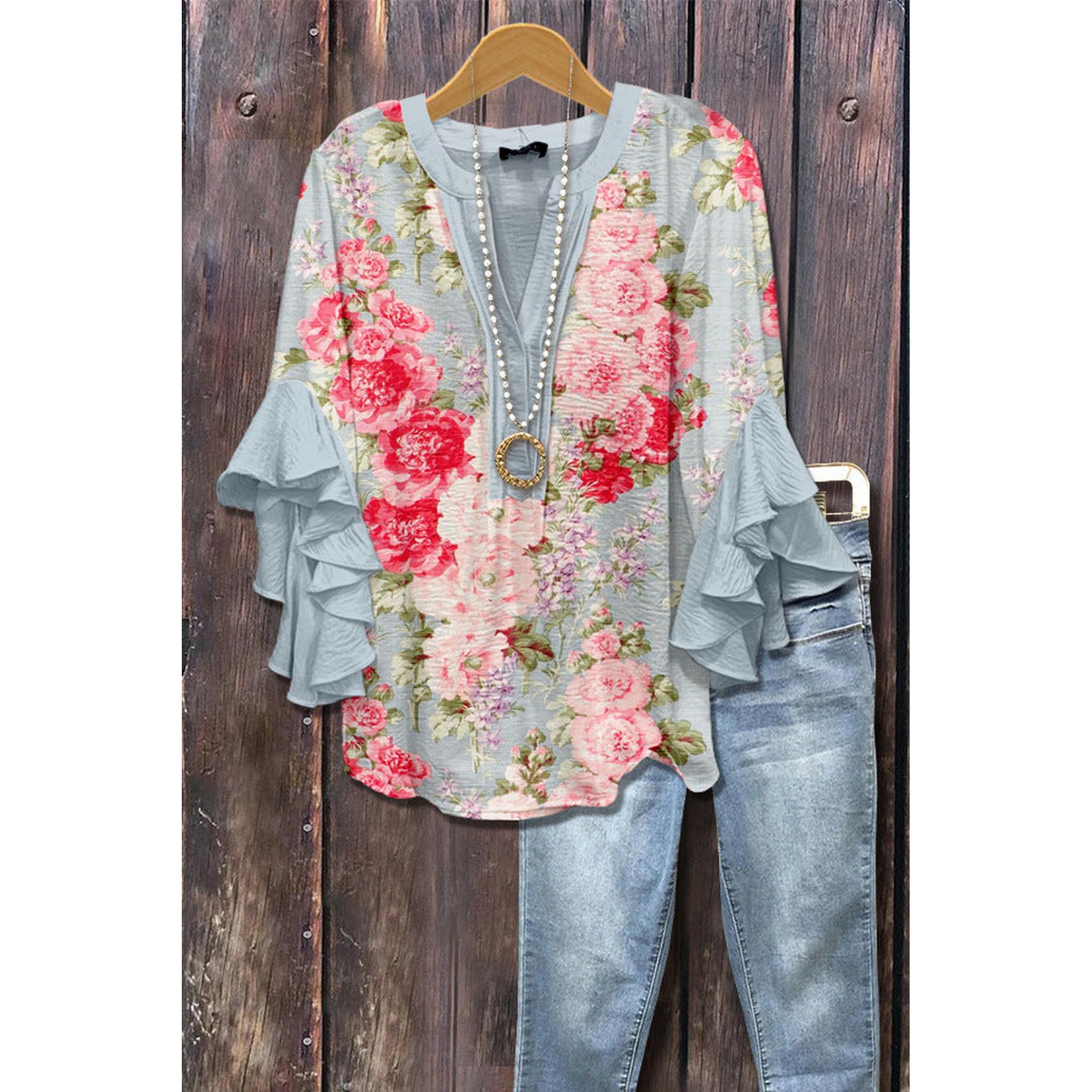 Horizon Essentials | Creative Floral Print Casual Blouse