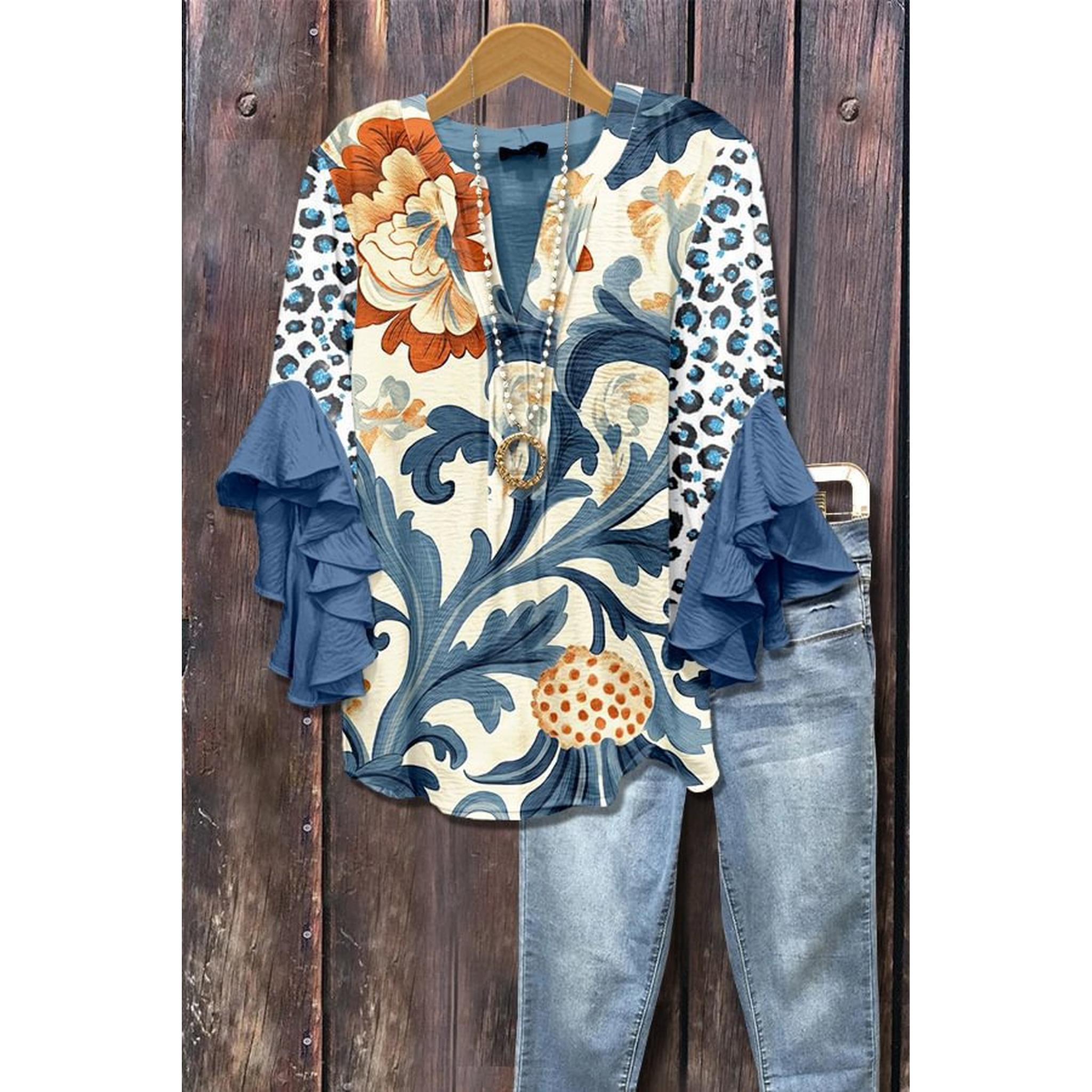 Horizon Essentials | Creative Floral Print Casual Blouse