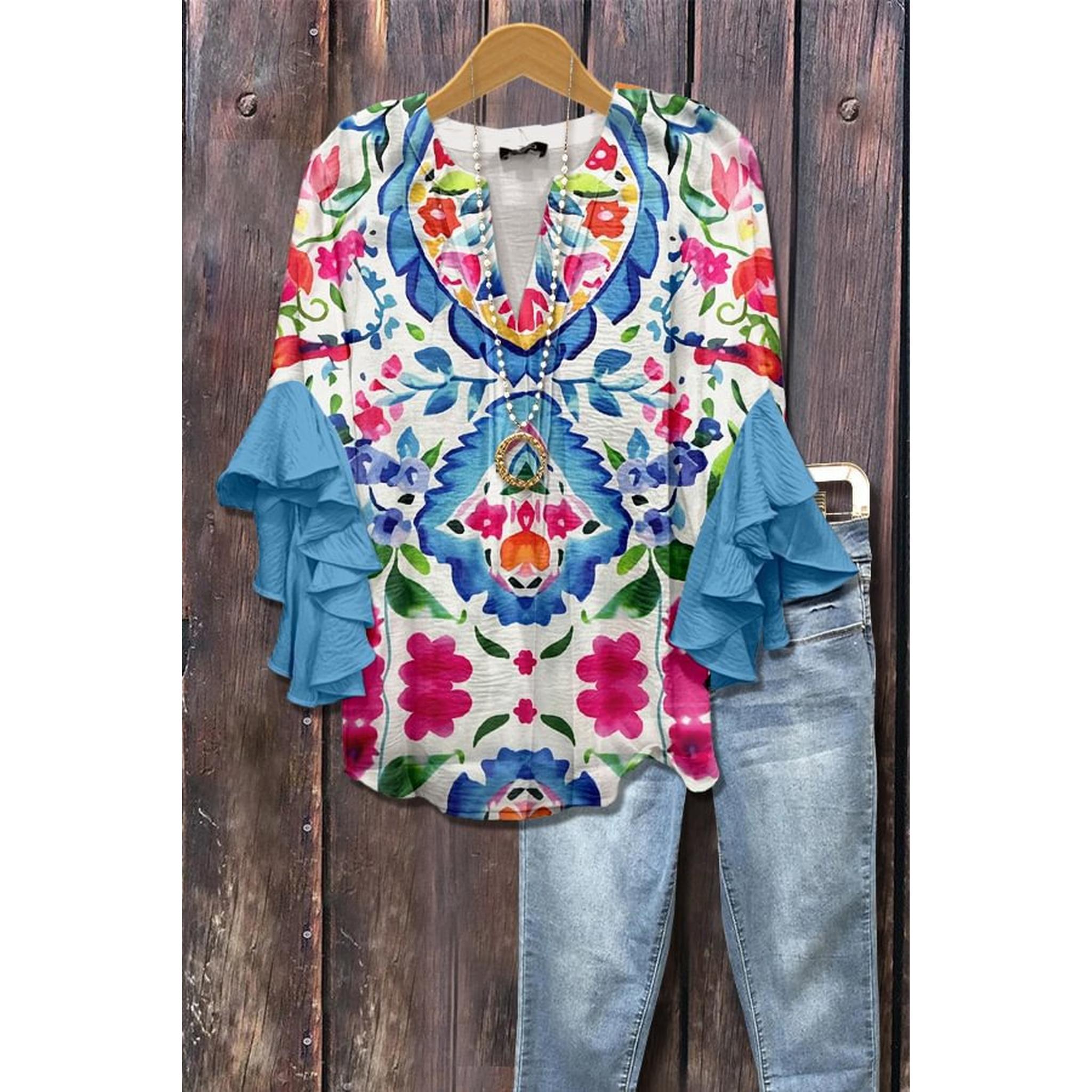 Horizon Essentials | Creative Floral Print Casual Blouse