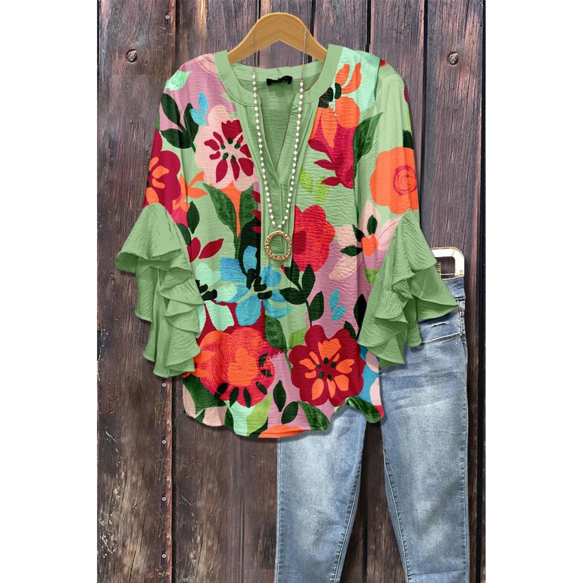 Horizon Essentials | Creative Floral Print Casual Blouse
