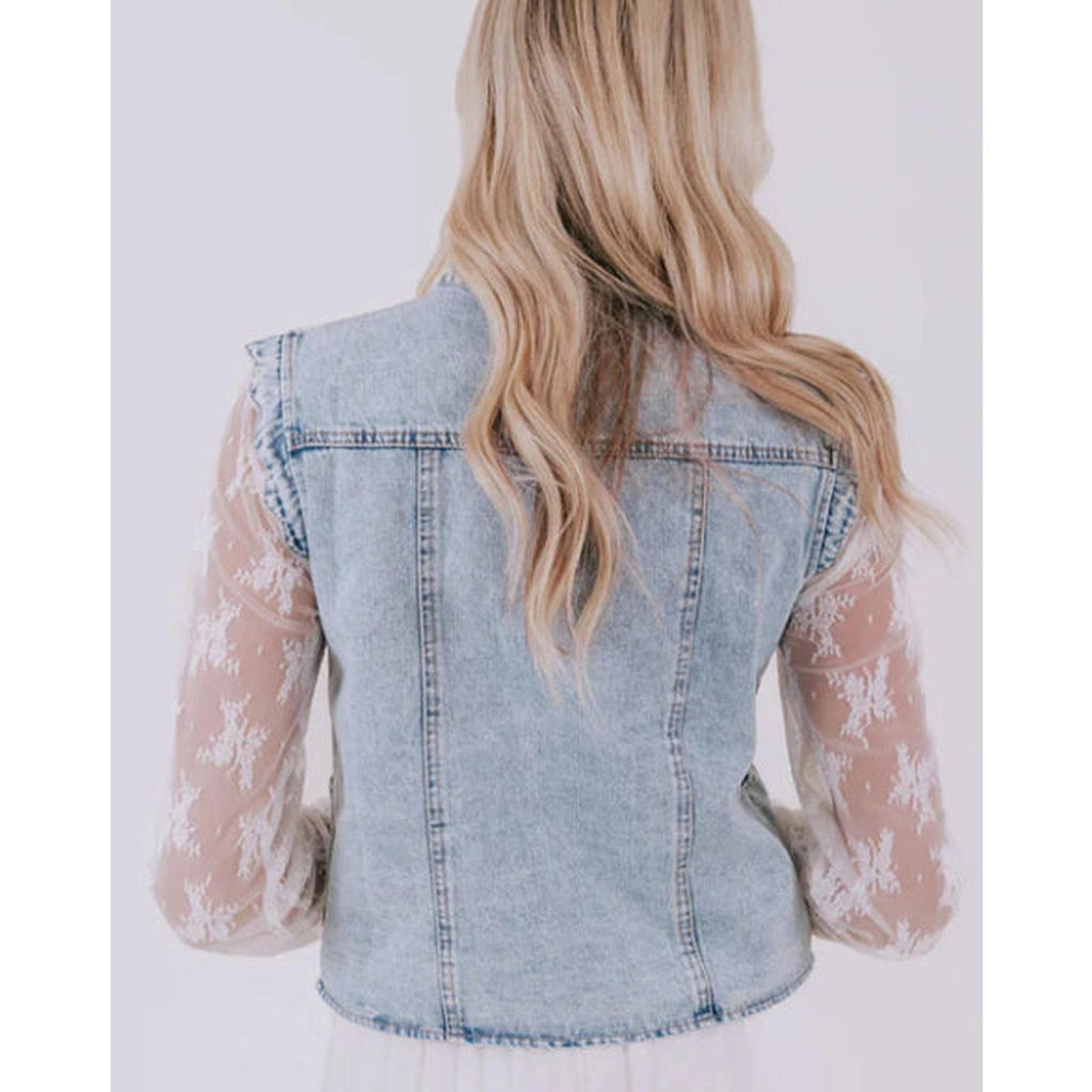 Horizon Essentials | Denim Vest with Fan Trim
