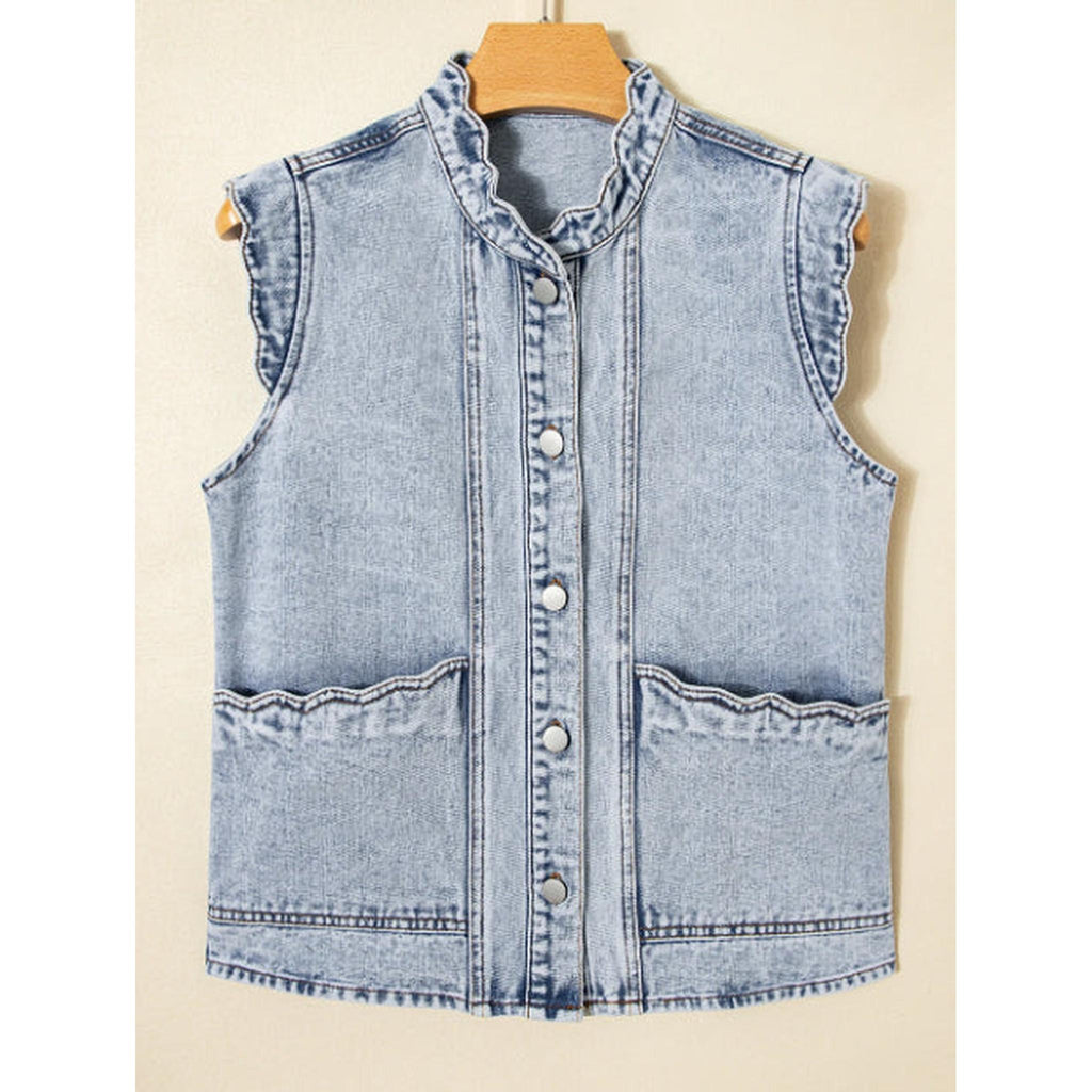 Horizon Essentials | Denim Vest with Fan Trim