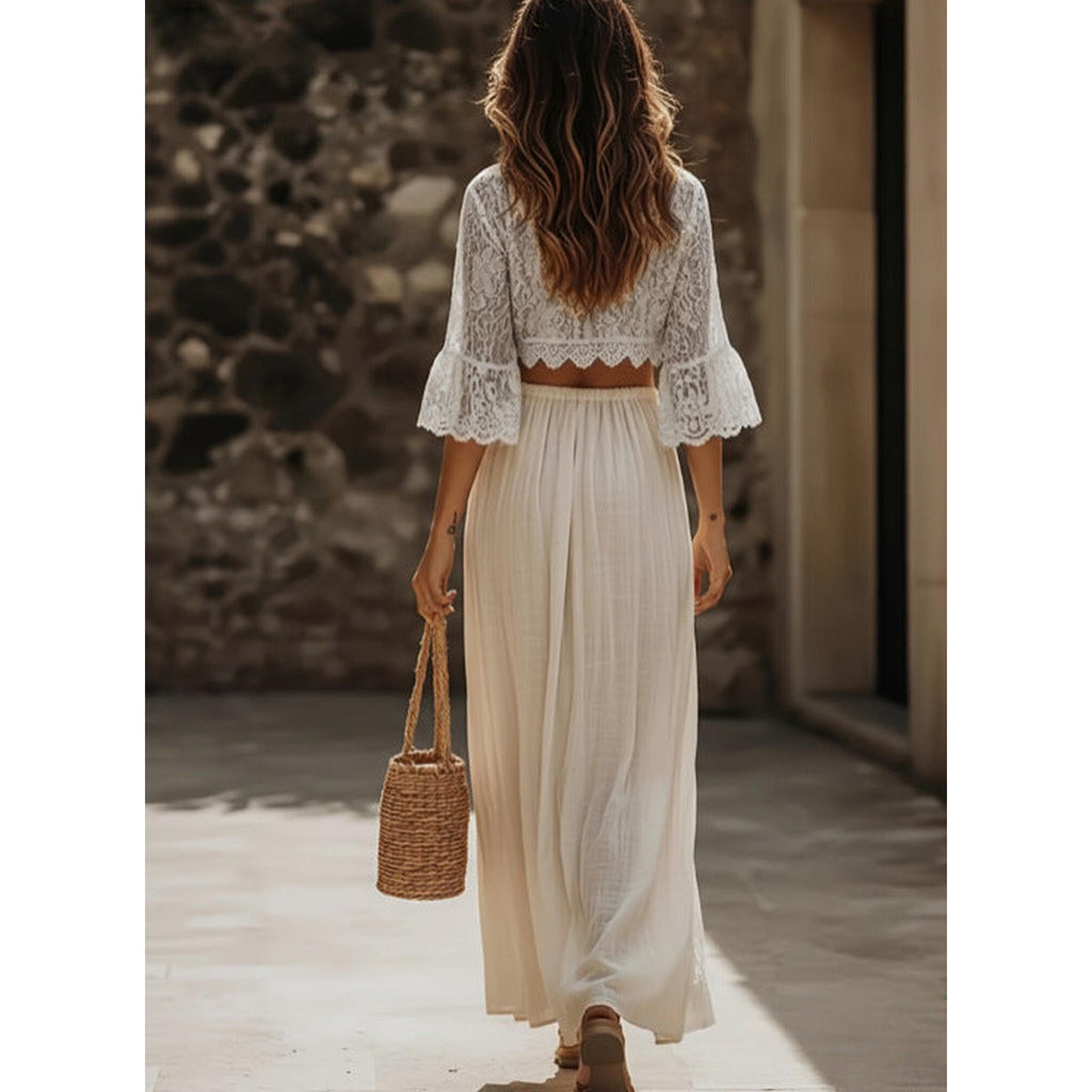 Horizon Essentials | Elegant Lace Patchwork Beach Skirt Set