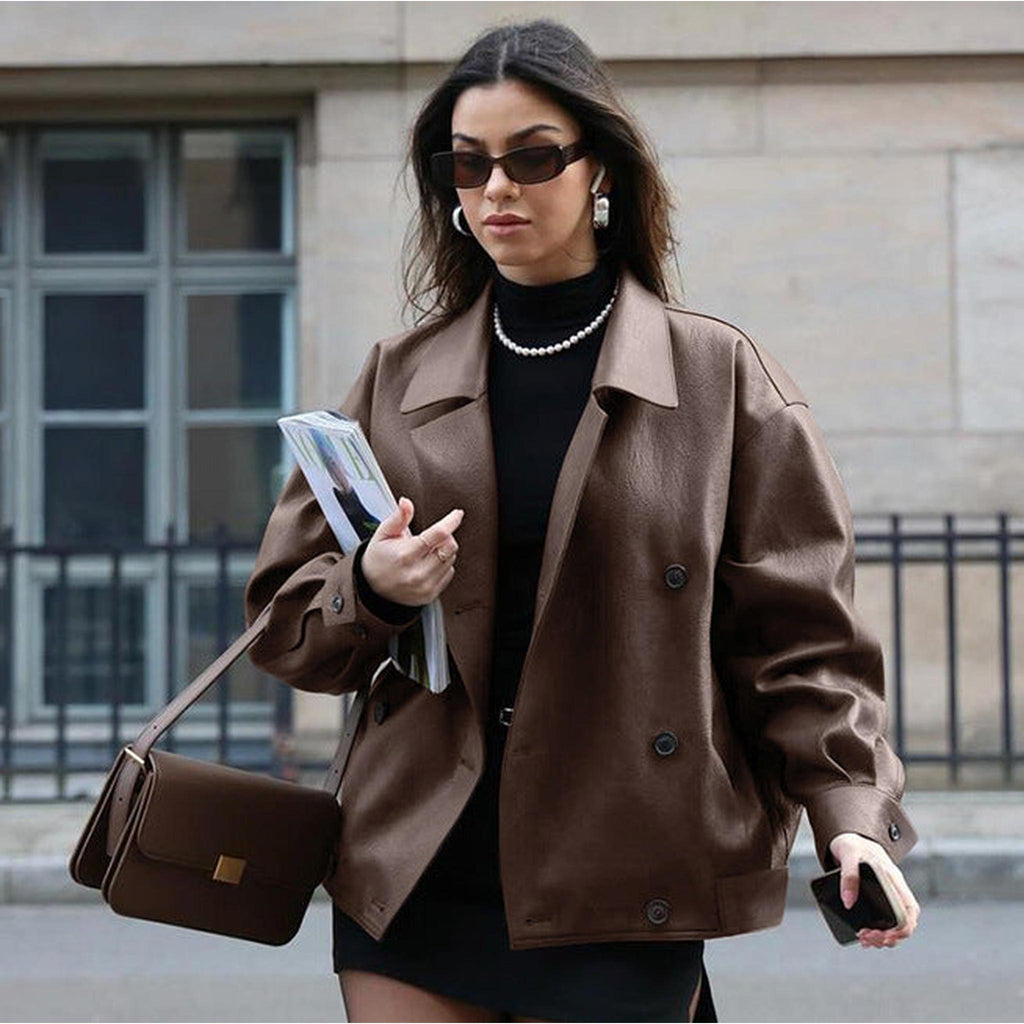 Horizon Essentials | Elegant Loose Premium Leather Coat