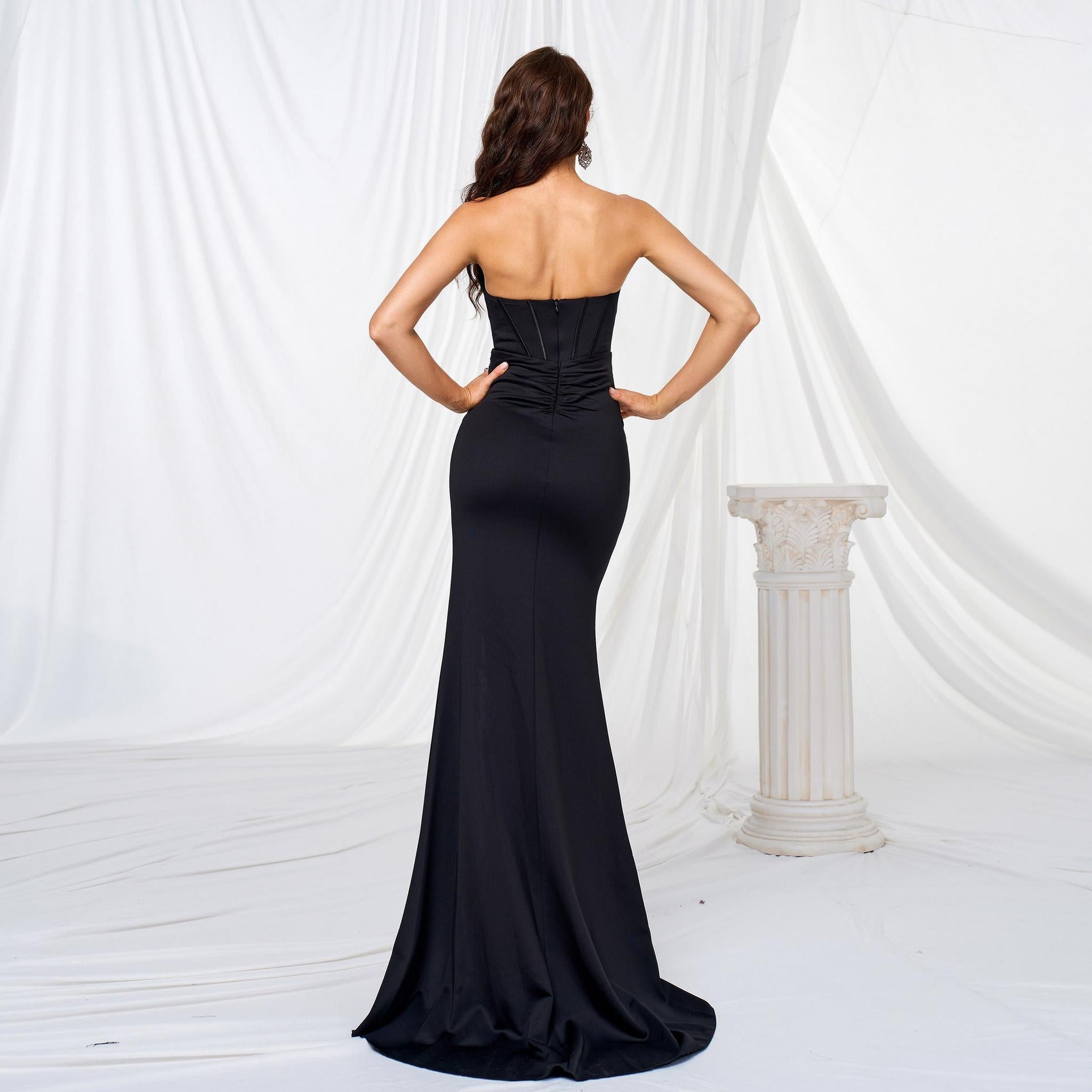 Horizon Essentials | Elegant Off-Neck Chest-Wrapped Evening Dress