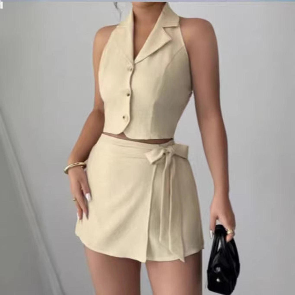 Horizon Essentials | Elegant Sleeveless Fitted Waist Set