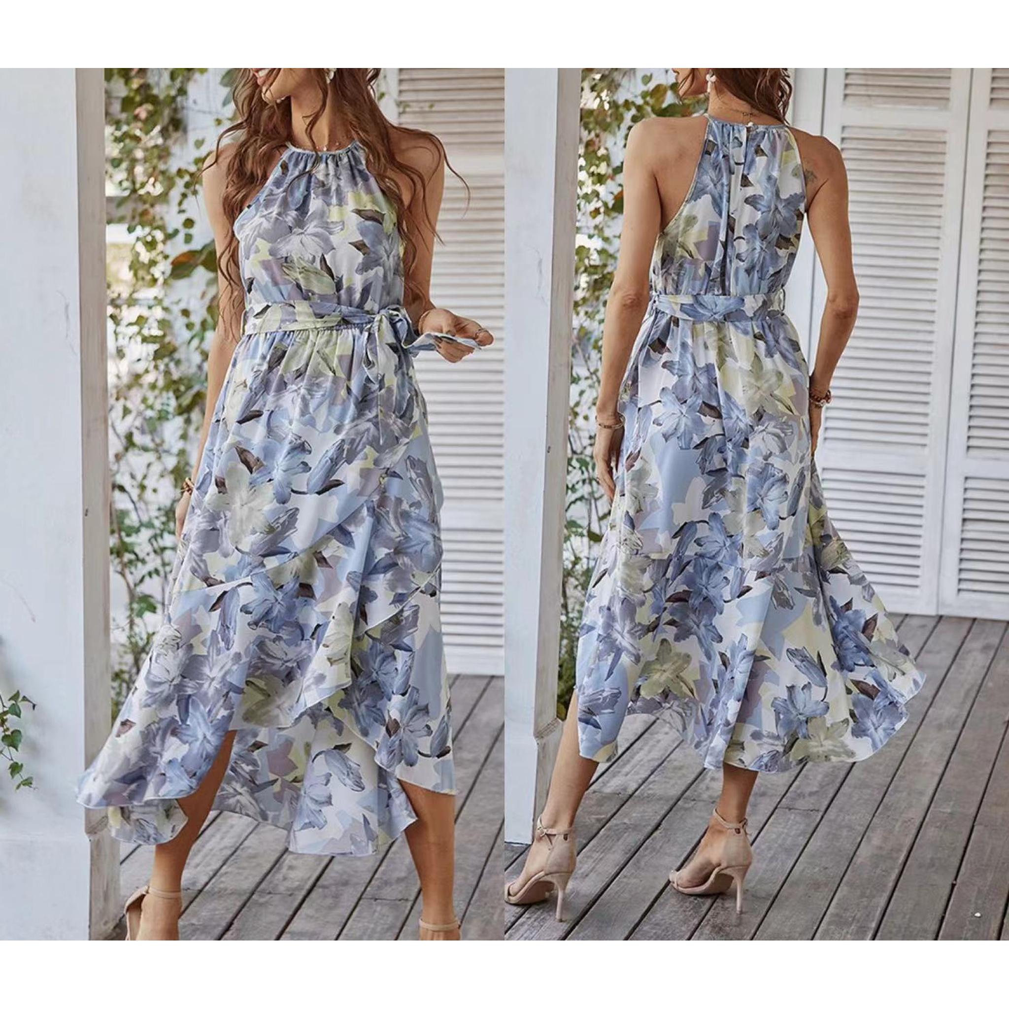 Horizon Essentials | Fashion Print Halterneck Boho Dress Leisure Vacation