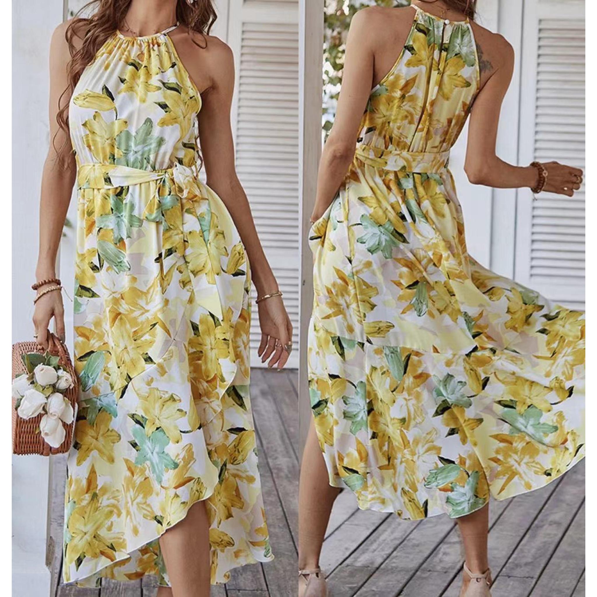Horizon Essentials | Fashion Print Halterneck Boho Dress Leisure Vacation