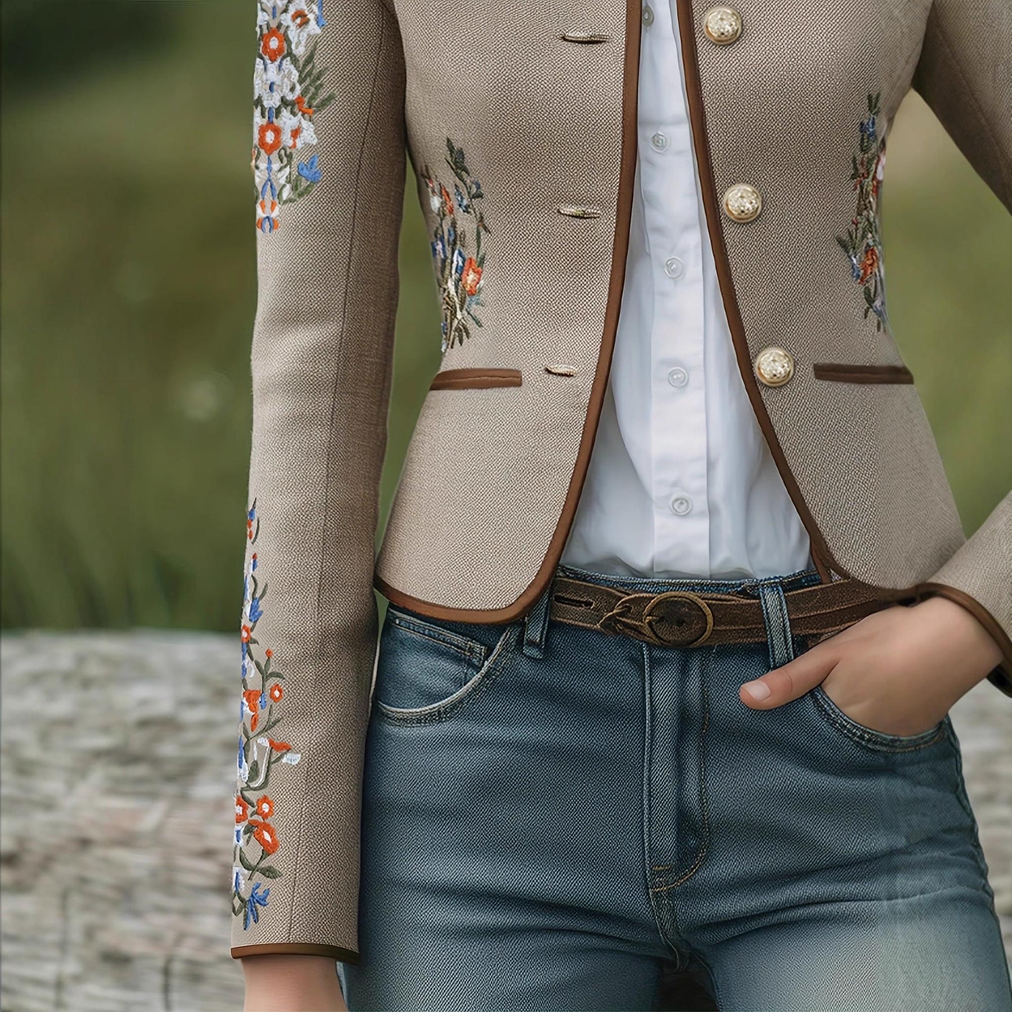 Horizon Essentials | Floral Embroidered Slim Fit Jacket