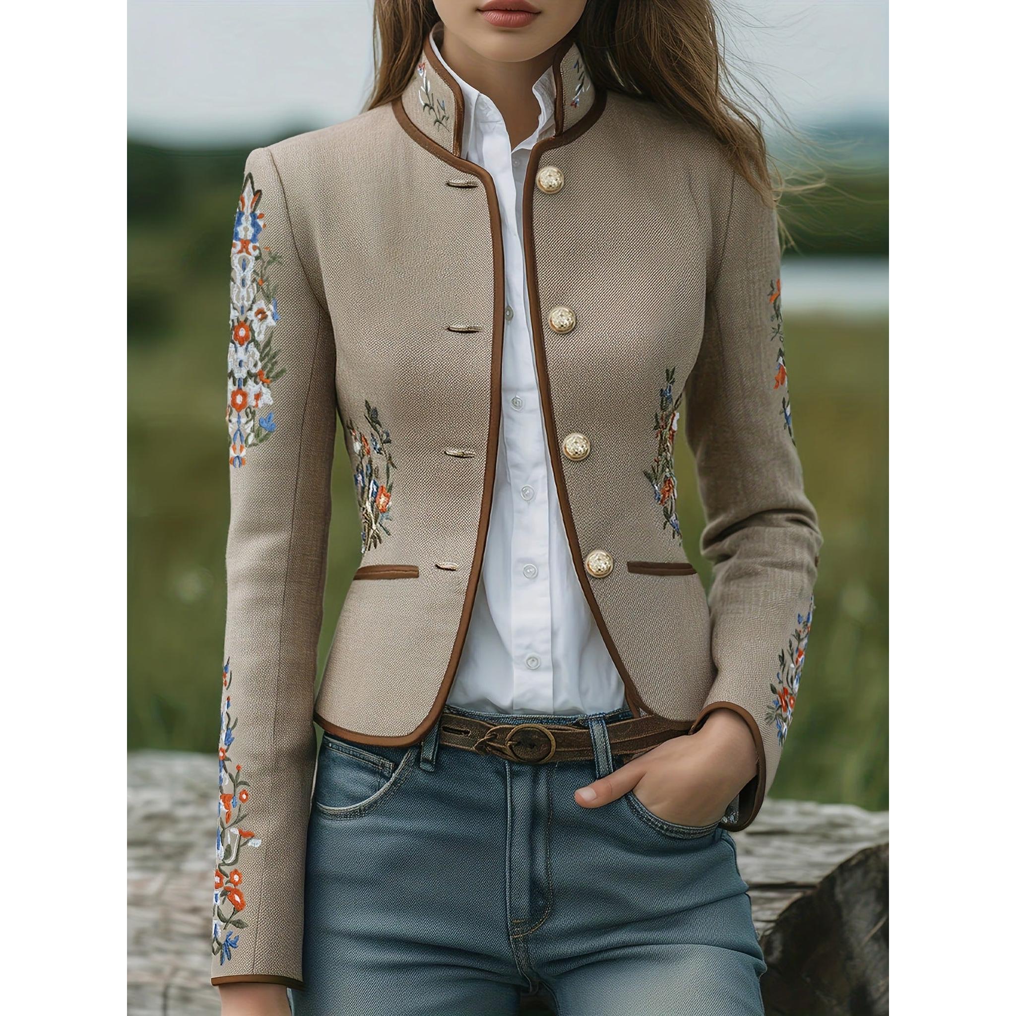 Horizon Essentials | Floral Embroidered Slim Fit Jacket