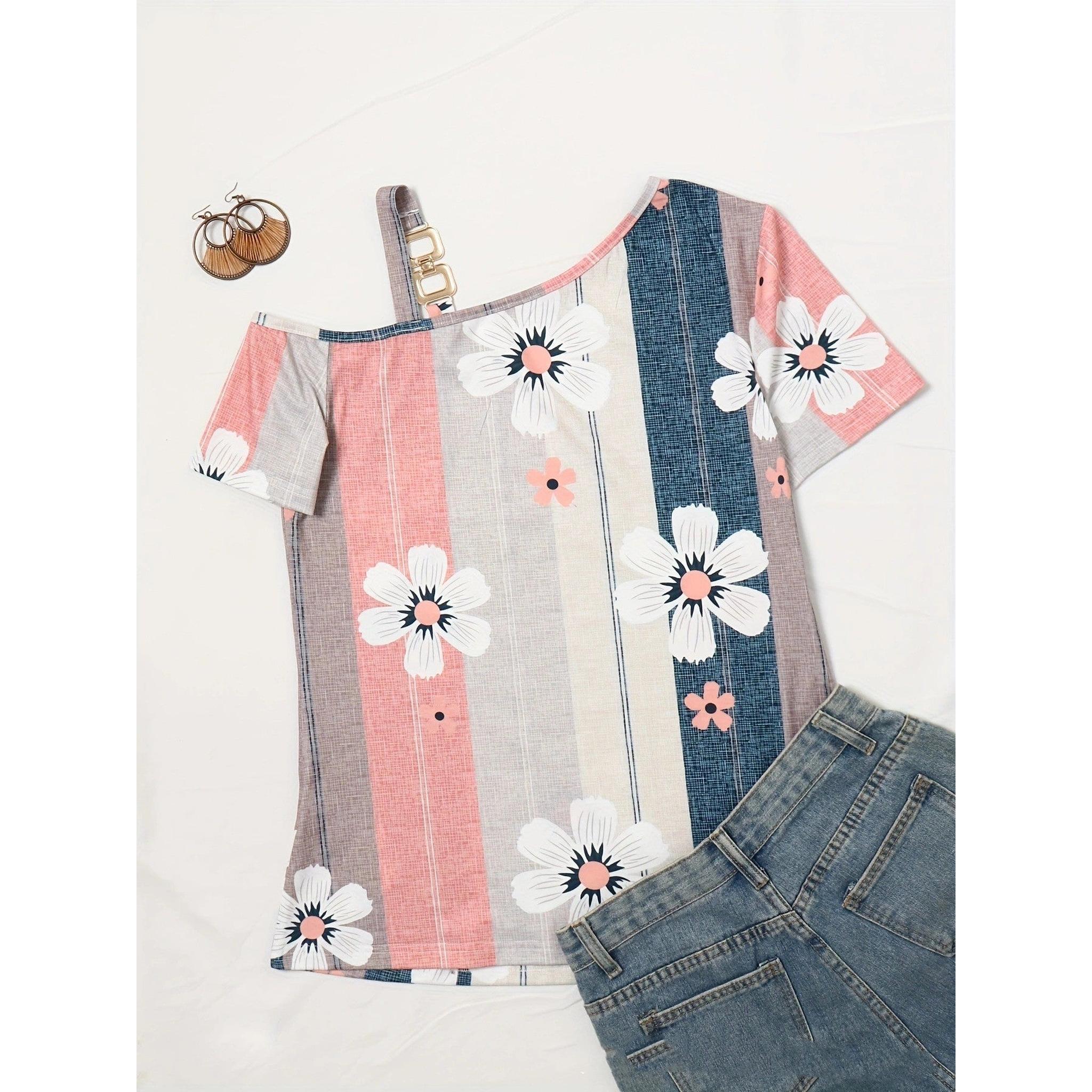 Horizon Essentials | Flower Print Shoulder-Baring Tee