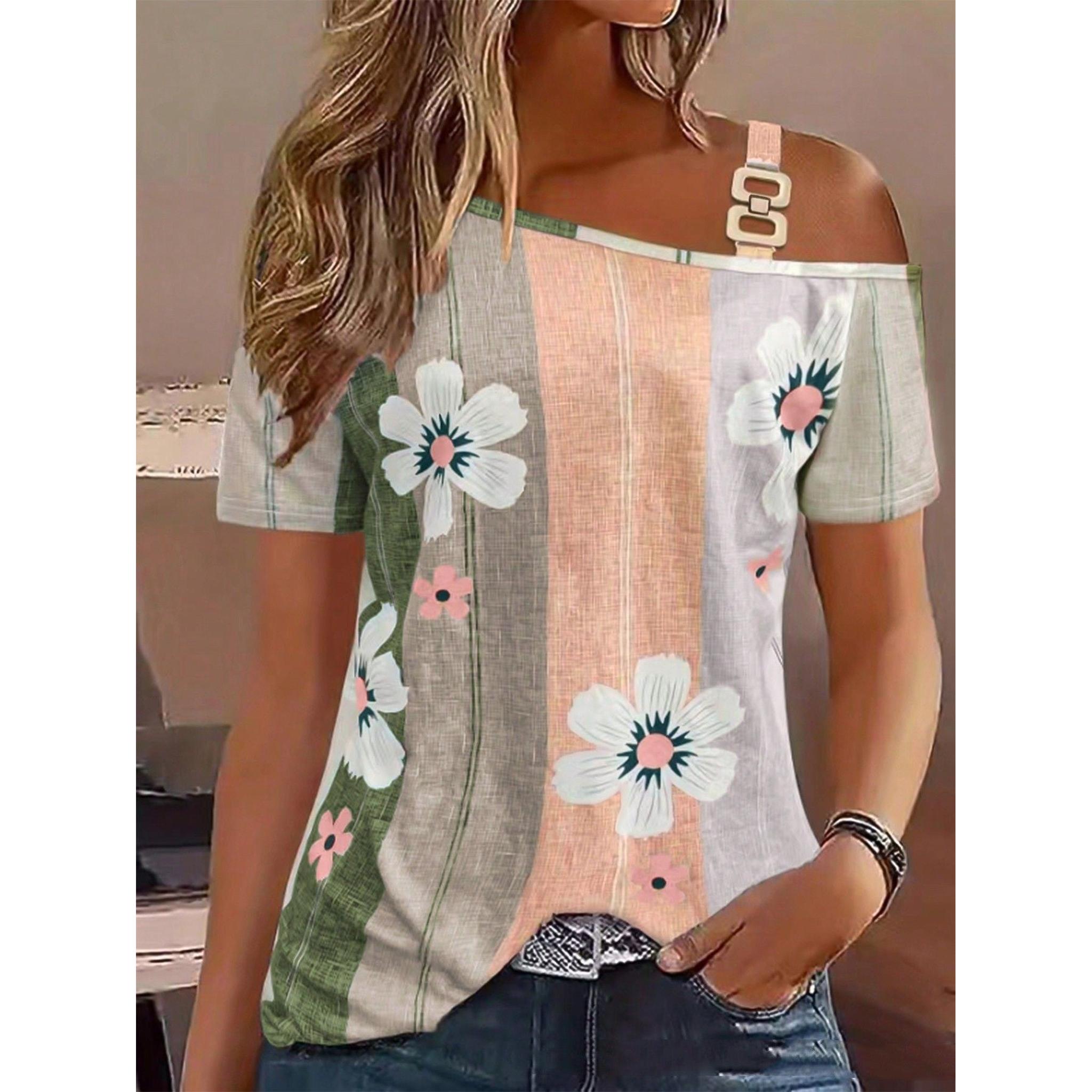 Horizon Essentials | Flower Print Shoulder-Baring Tee