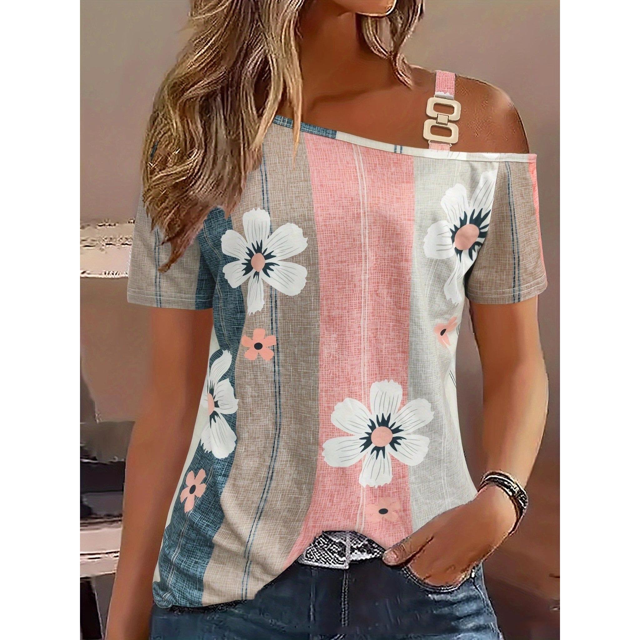 Horizon Essentials | Flower Print Shoulder-Baring Tee