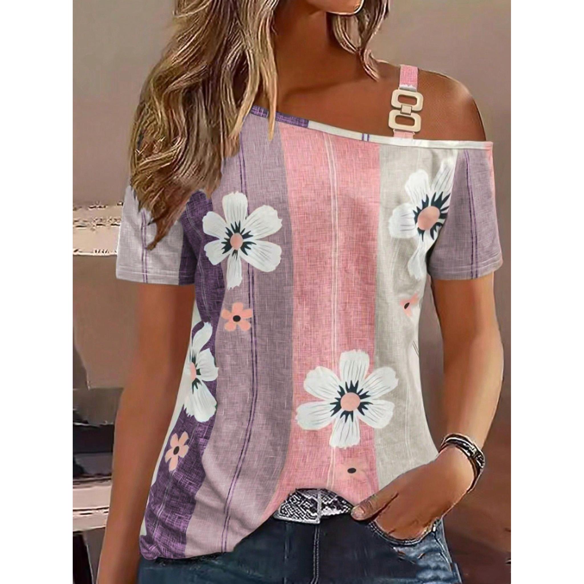 Horizon Essentials | Flower Print Shoulder-Baring Tee