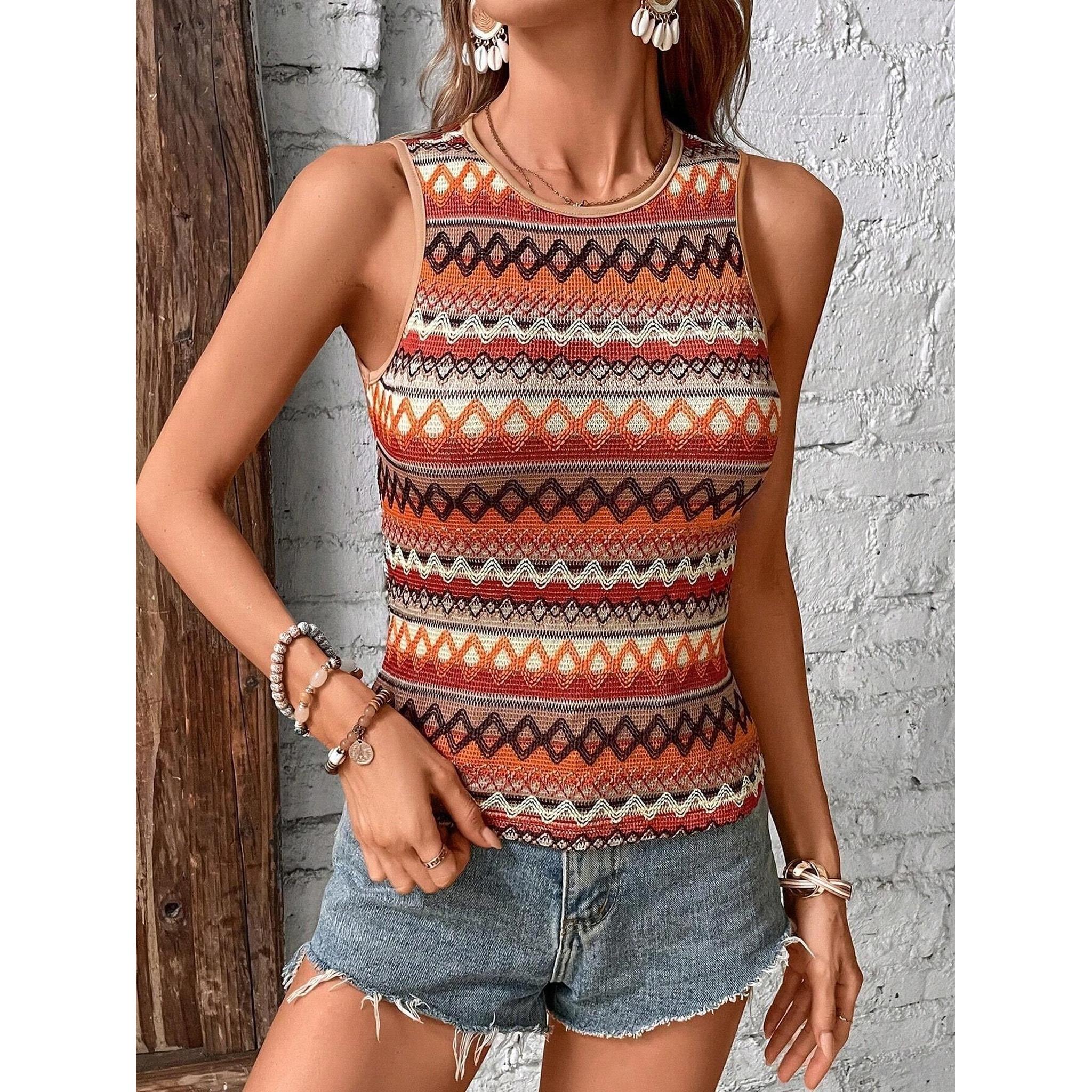 Horizon Essentials | Geometric Striped Collar Vest Women