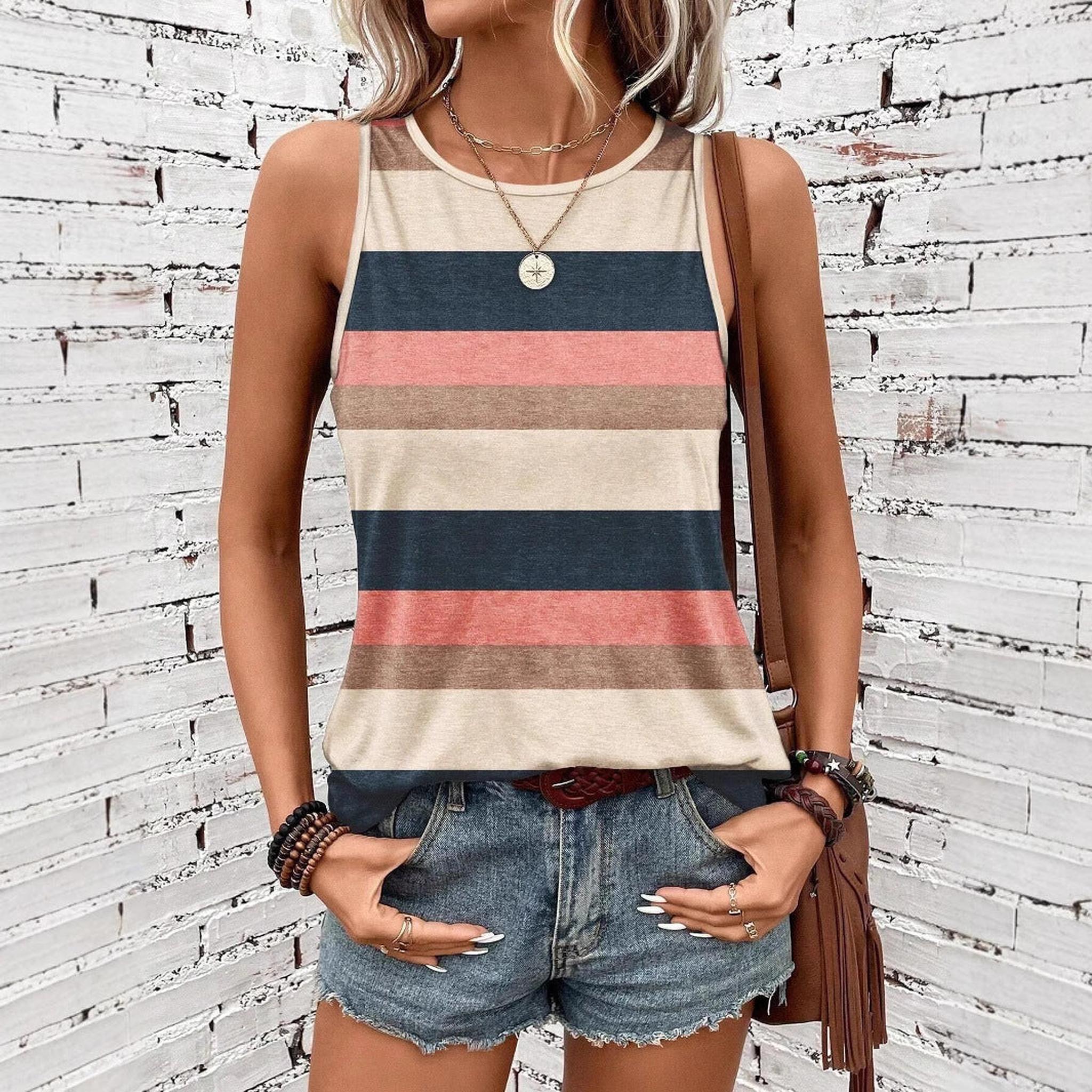 Horizon Essentials | Geometric Striped Collar Vest Women