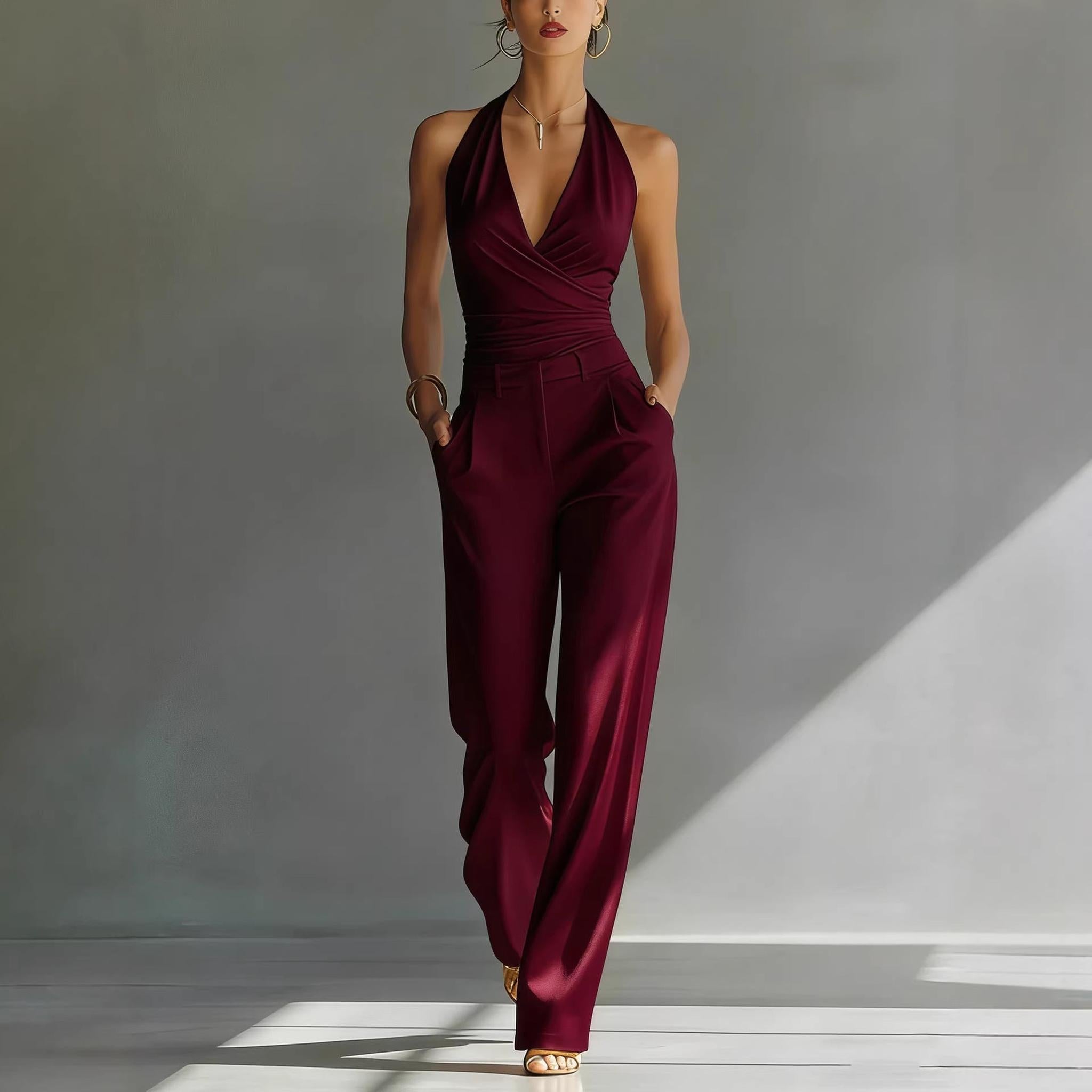 Horizon Essentials | Halter Top High-Waisted Pants Set