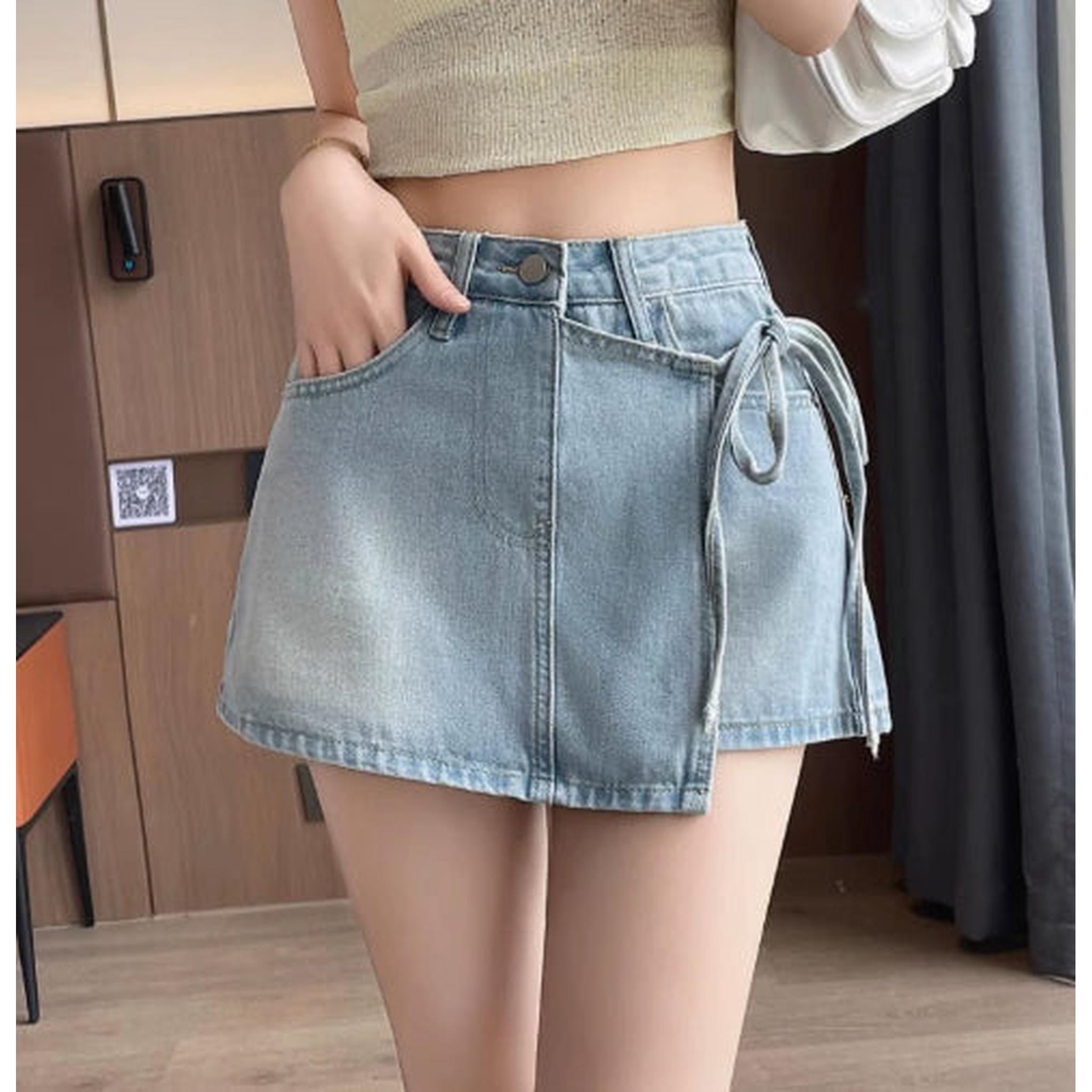 Horizon Essentials | High-Waisted Premium Denim Tie Skirt