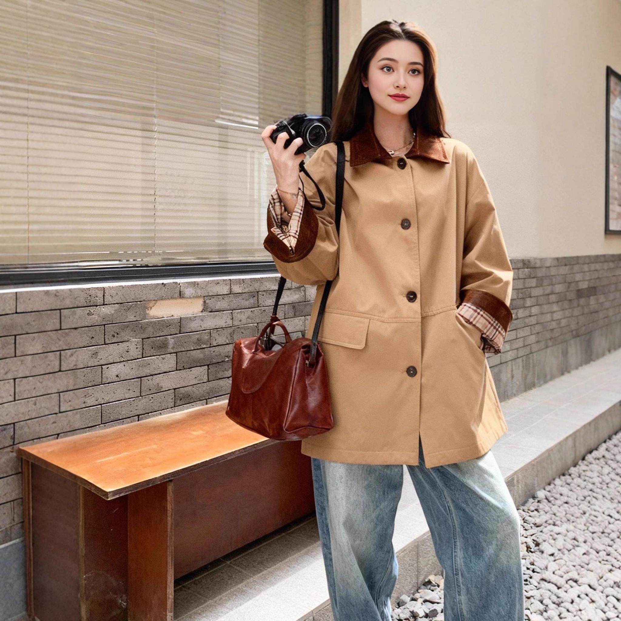 Horizon Essentials | Khaki Mid-Length Button Jacket