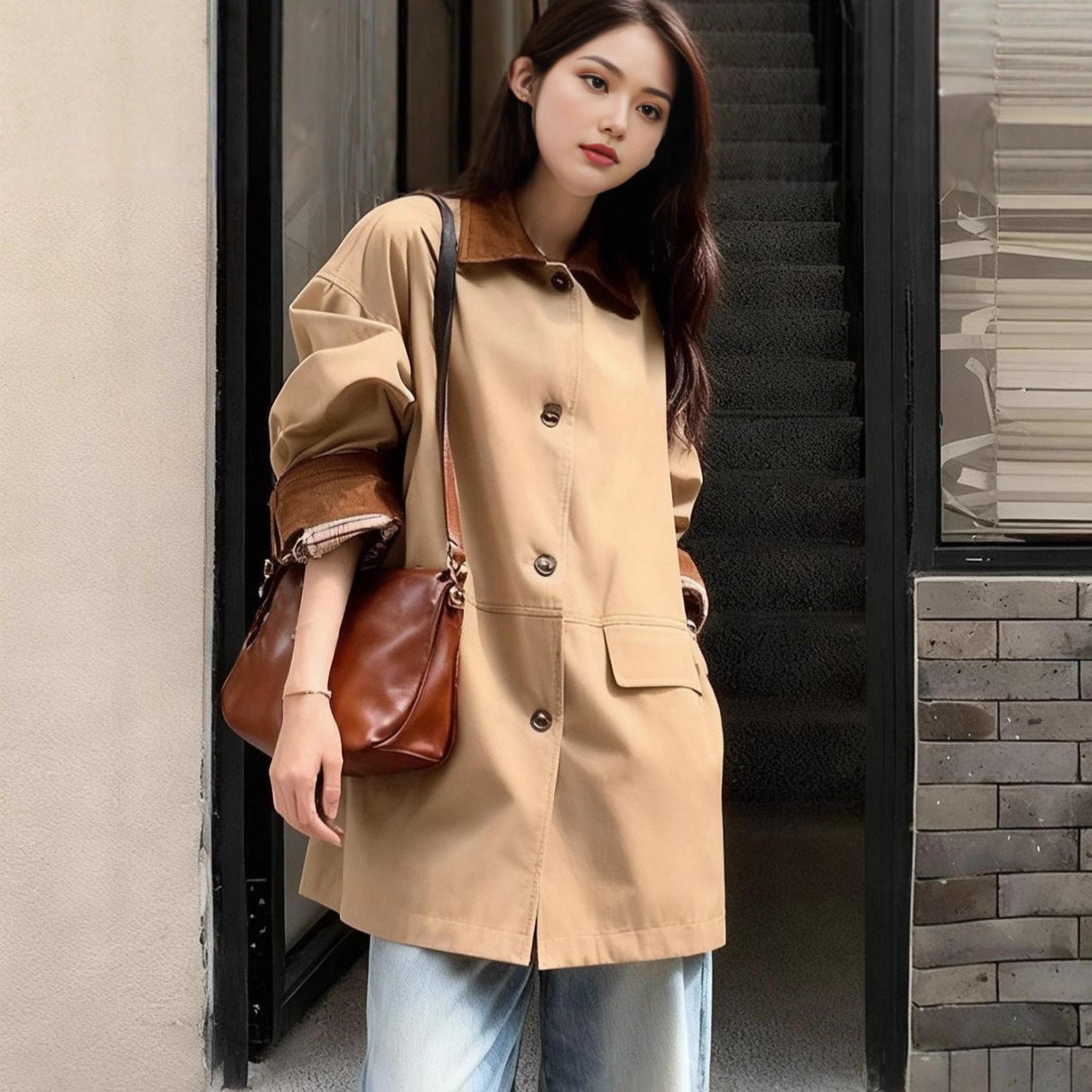 Horizon Essentials | Khaki Mid-Length Button Jacket