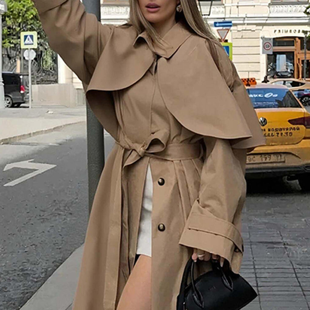 Horizon Essentials | Khaki Mid-Length Classic Trench Coat