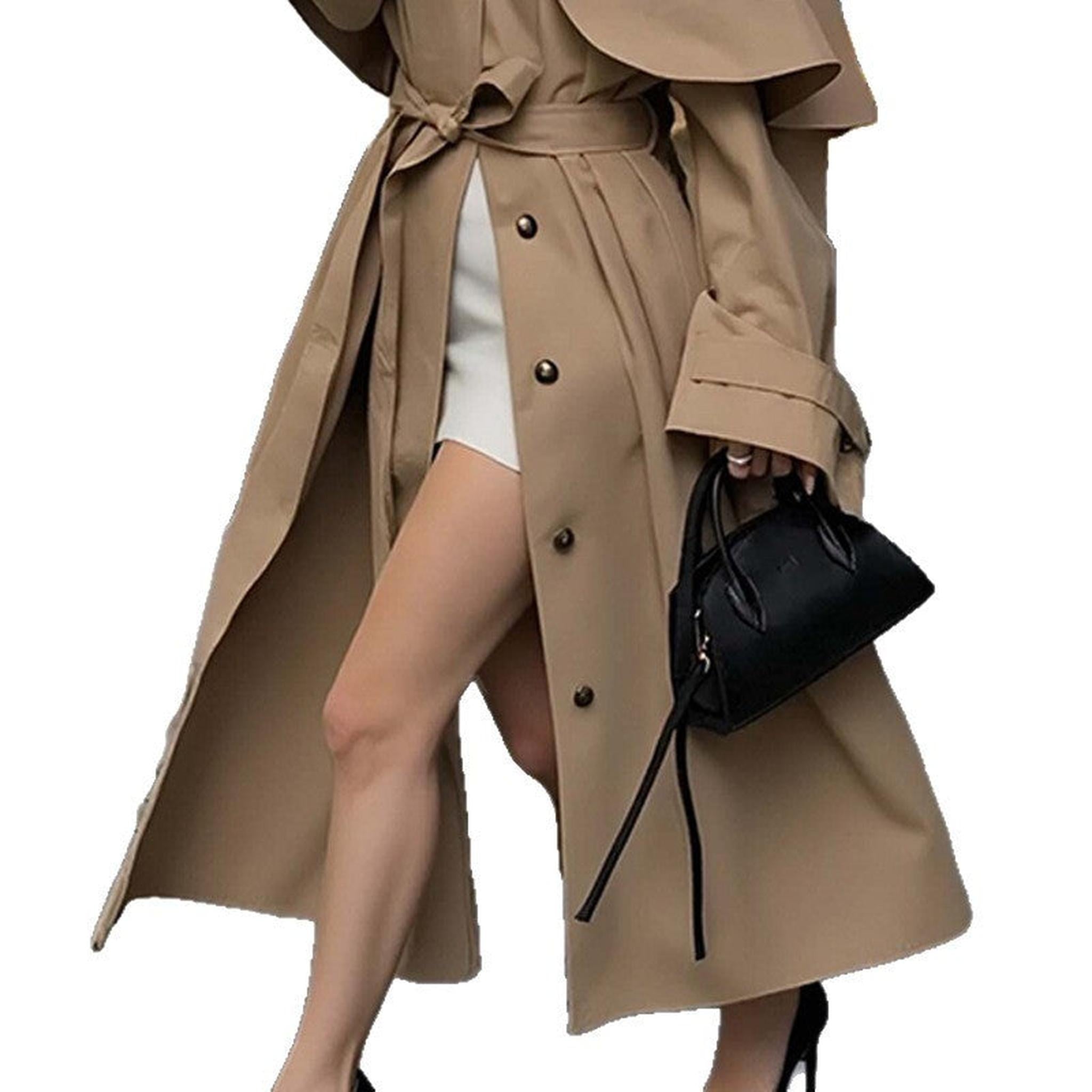 Horizon Essentials | Khaki Mid-Length Classic Trench Coat