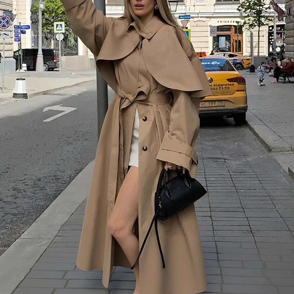 Horizon Essentials | Khaki Mid-Length Classic Trench Coat