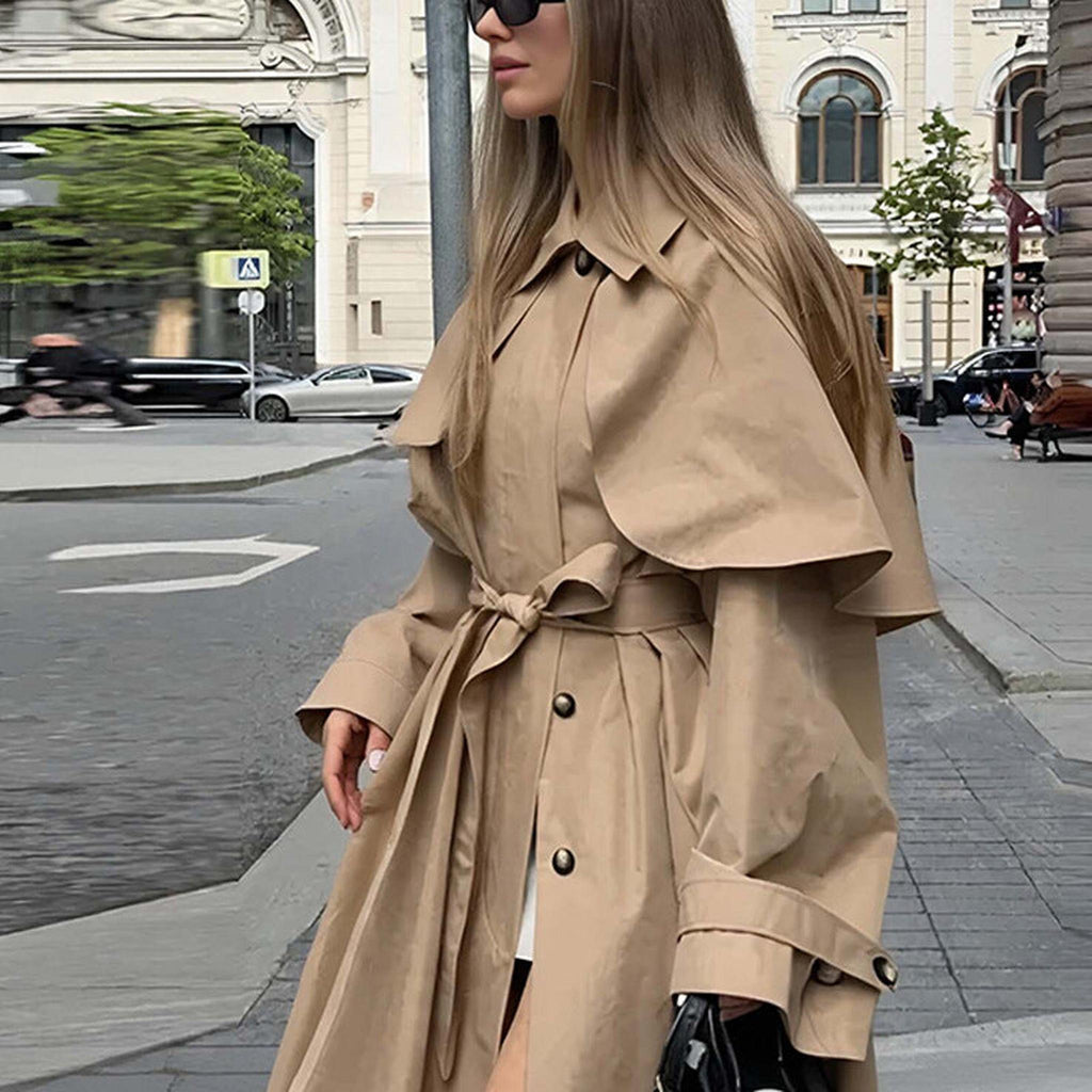 Horizon Essentials | Khaki Mid-Length Classic Trench Coat