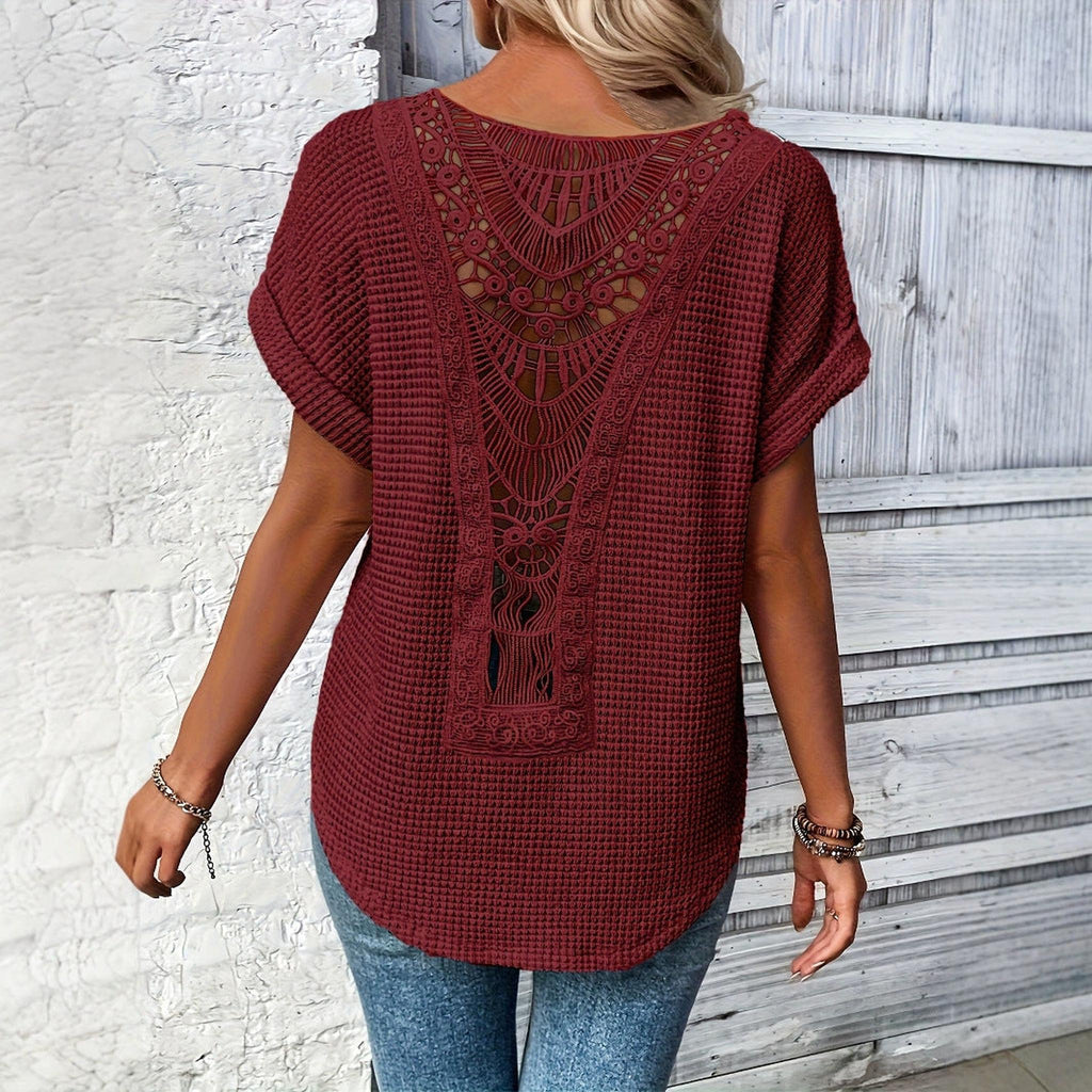 Horizon Essentials | Lace Patchwork Premium Crew Neck