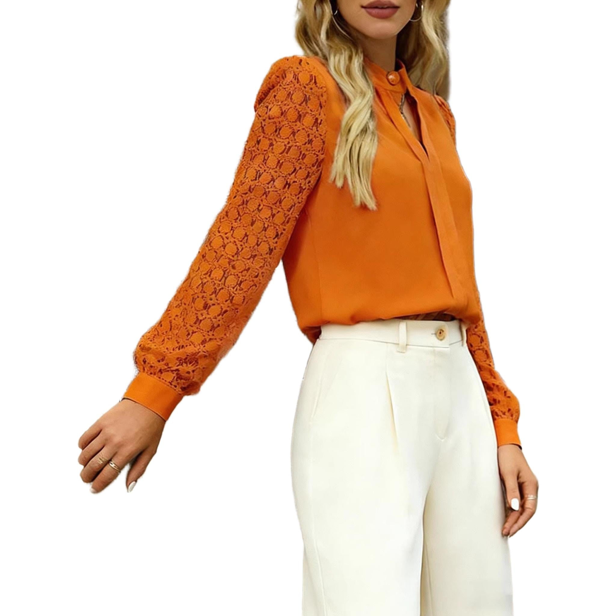 Horizon Essentials | Lace-Trimmed V-Neck Patchwork Top