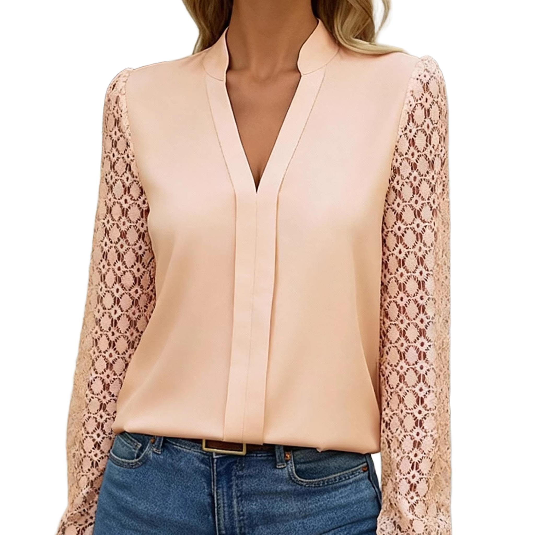 Horizon Essentials | Lace-Trimmed V-Neck Patchwork Top