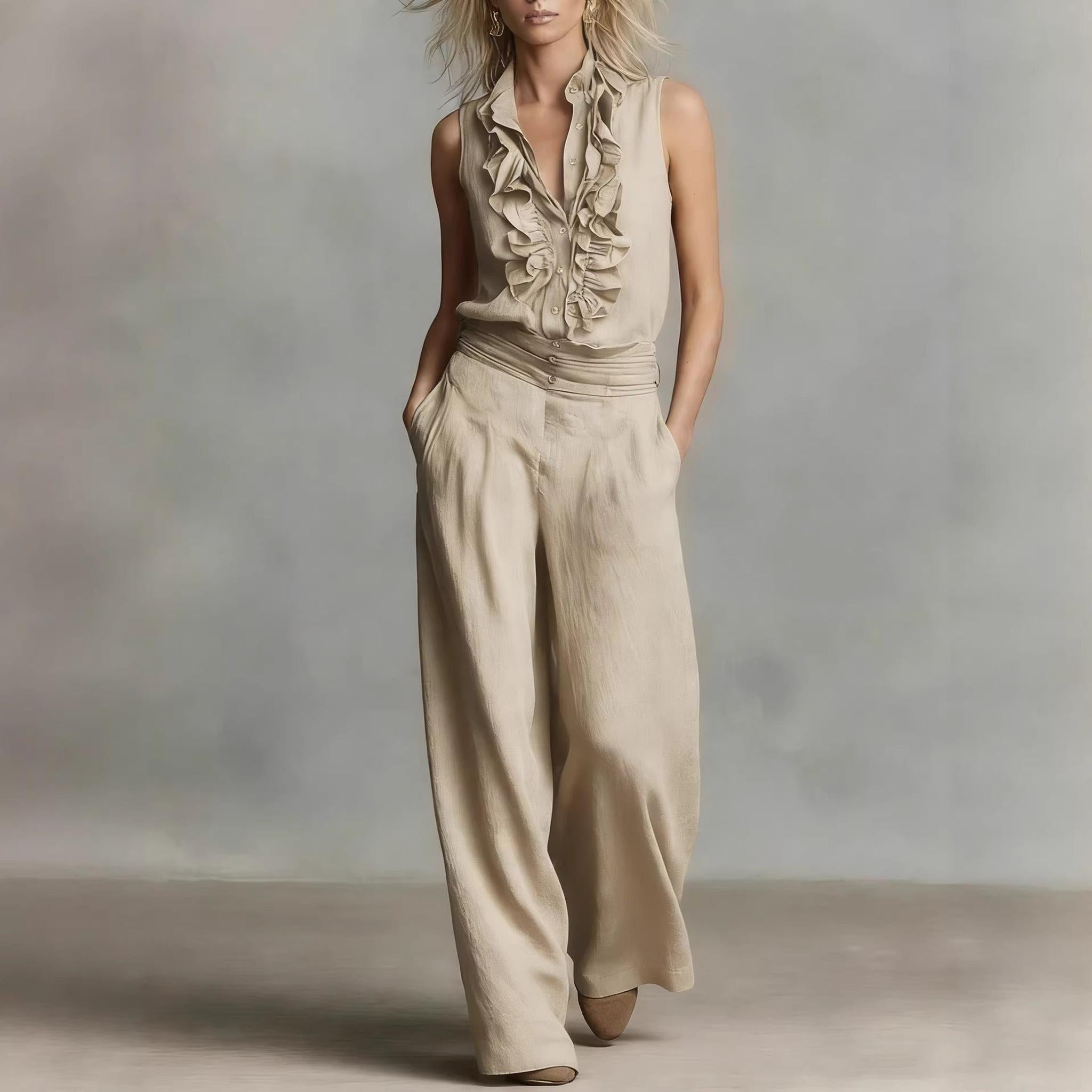 Horizon Essentials | Linen-Blend Sleeveless Shirt Set